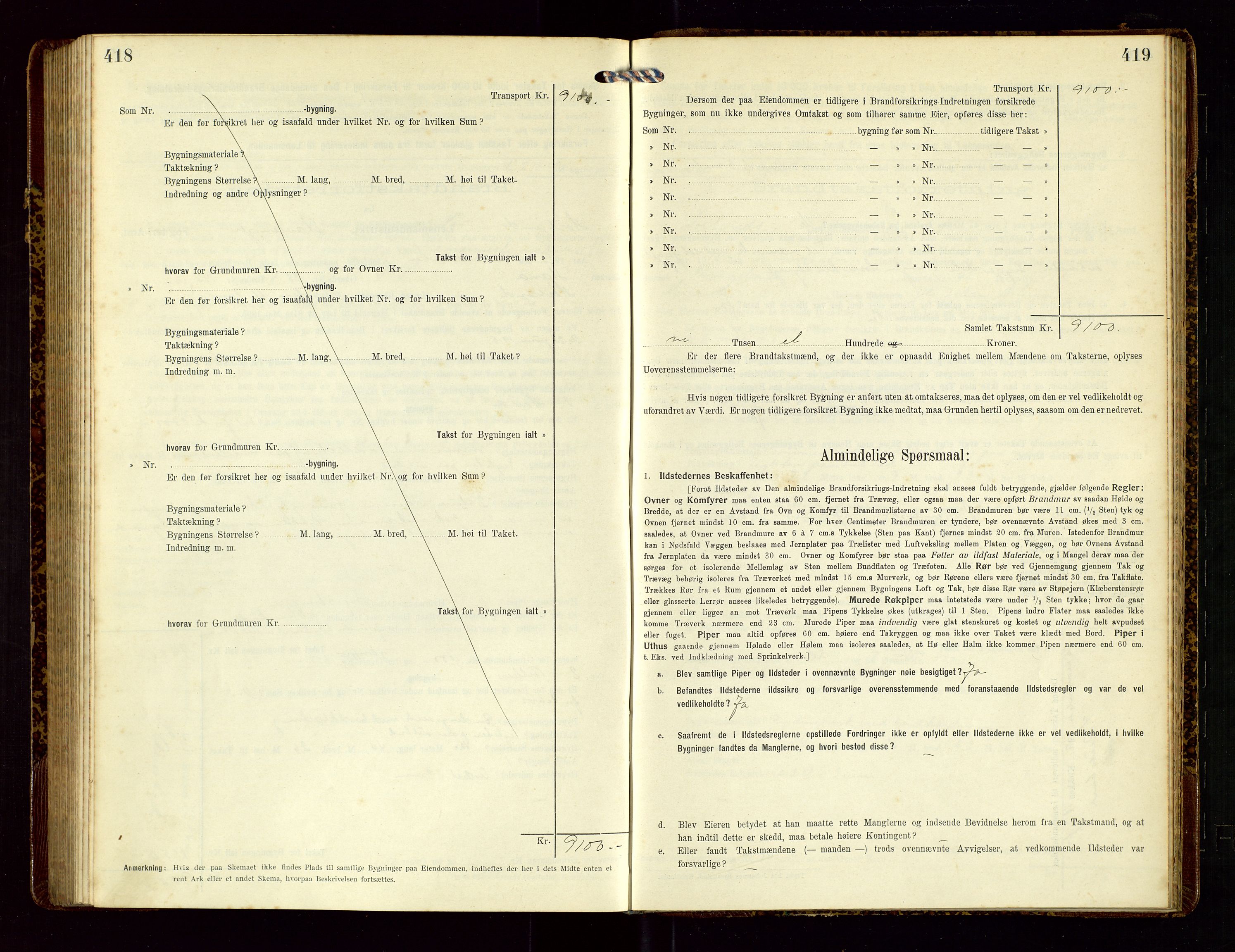 Høyland/Sandnes lensmannskontor, AV/SAST-A-100166/Gob/L0002: "Brandtakstprotokol", 1913-1918, p. 418-419