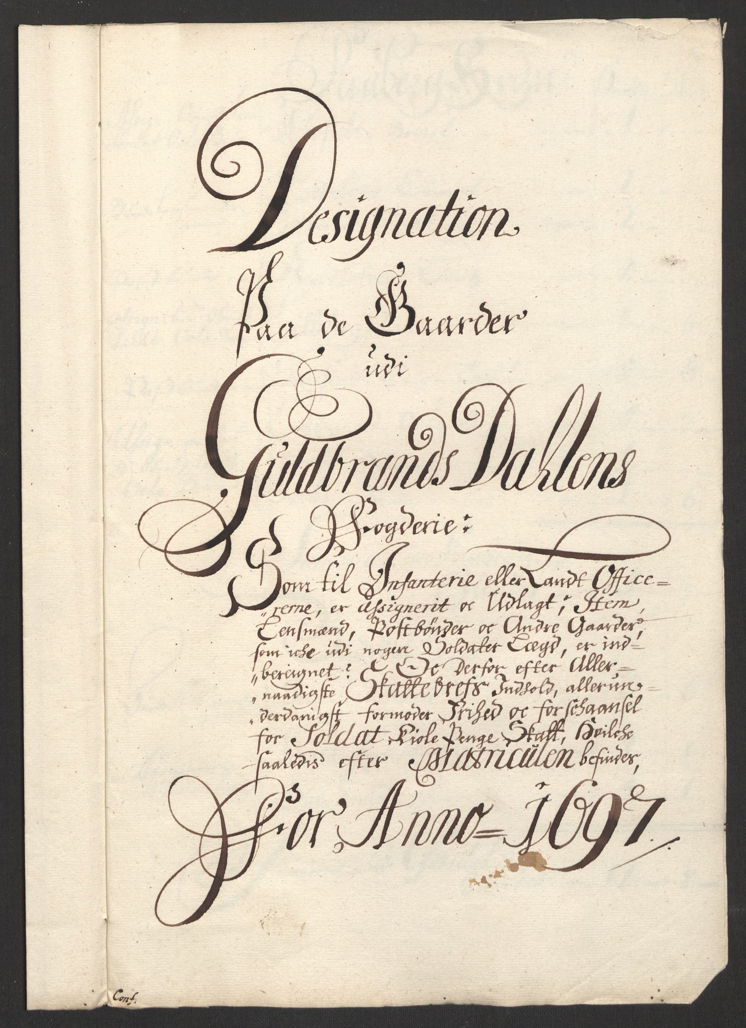 Rentekammeret inntil 1814, Reviderte regnskaper, Fogderegnskap, RA/EA-4092/R17/L1170: Fogderegnskap Gudbrandsdal, 1696-1697, p. 292