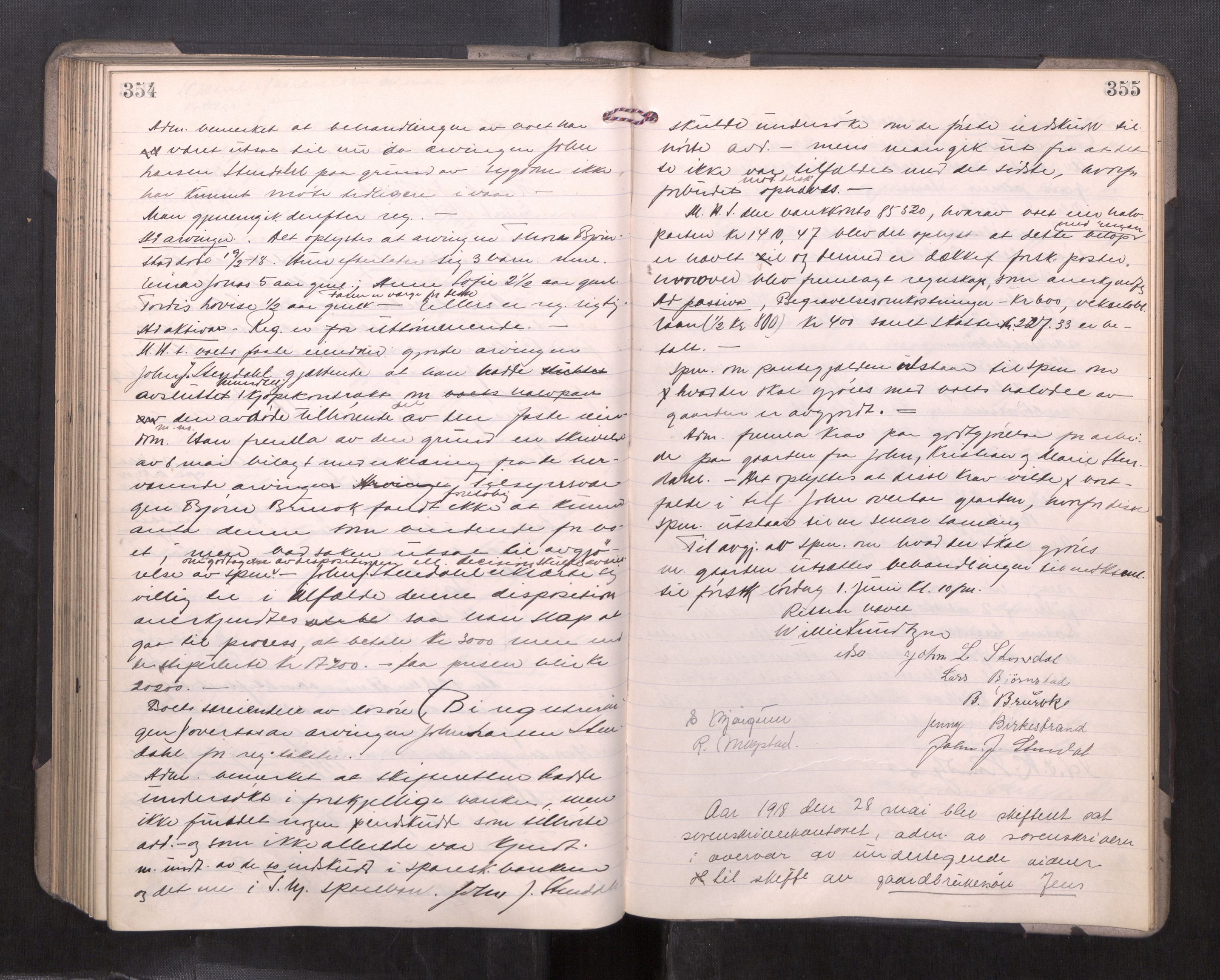 Strinda og Selbu sorenskriveri, AV/SAT-A-0015/3/3B/L0012: Skifteforhandlingsprot. 12, 1915-1919, p. 354-355