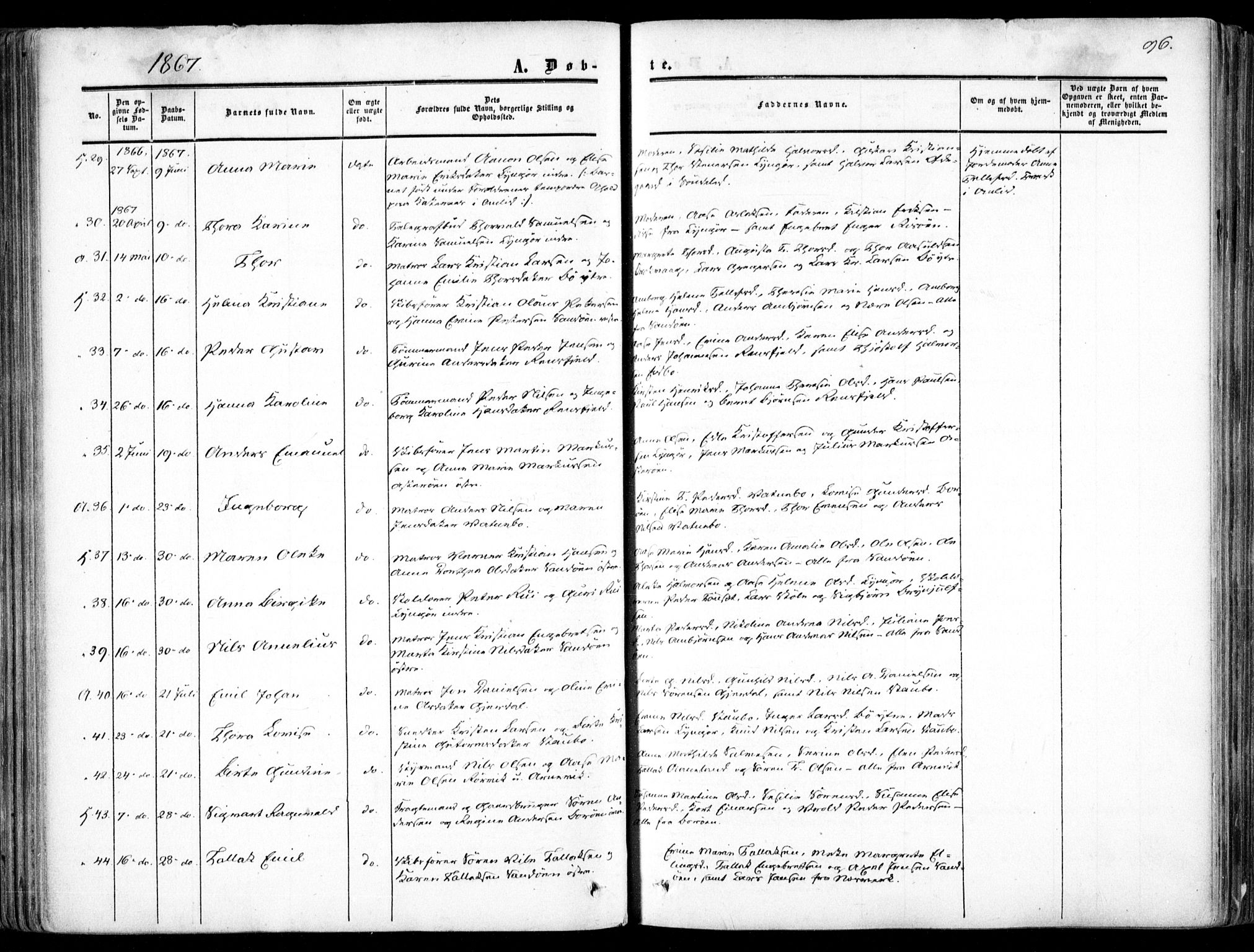 Dypvåg sokneprestkontor, SAK/1111-0007/F/Fa/Faa/L0006: Parish register (official) no. A 6, 1855-1872, p. 96