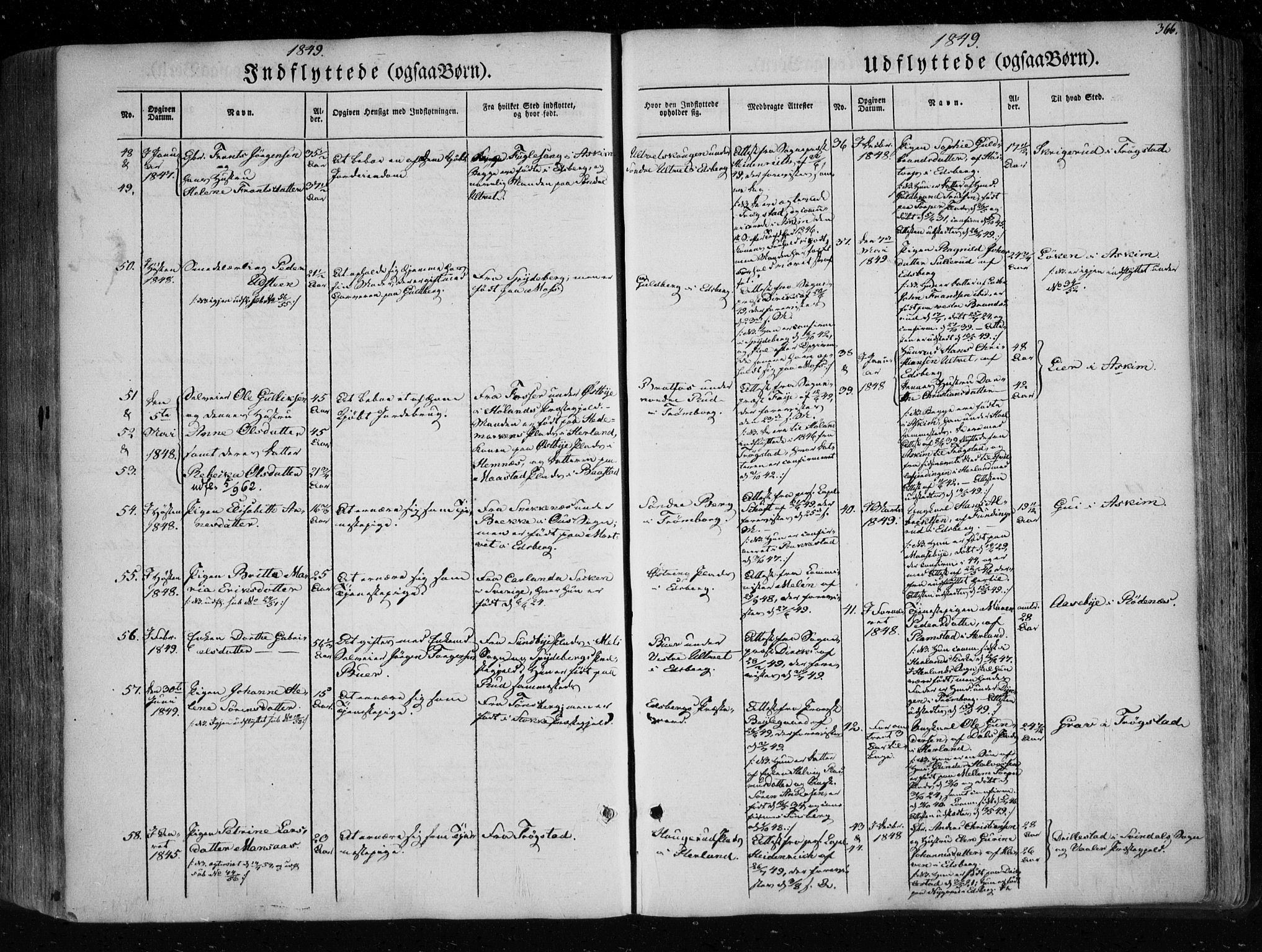 Eidsberg prestekontor Kirkebøker, AV/SAO-A-10905/F/Fa/L0009: Parish register (official) no. I 9, 1849-1856, p. 366