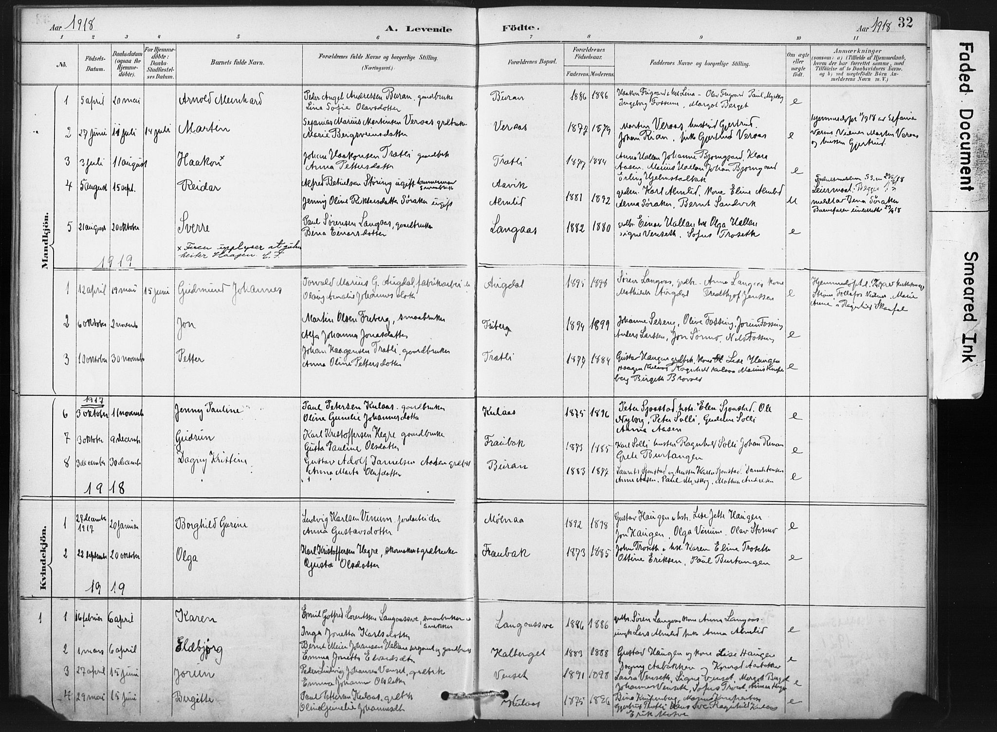 Ministerialprotokoller, klokkerbøker og fødselsregistre - Nord-Trøndelag, SAT/A-1458/718/L0175: Parish register (official) no. 718A01, 1890-1923, p. 32
