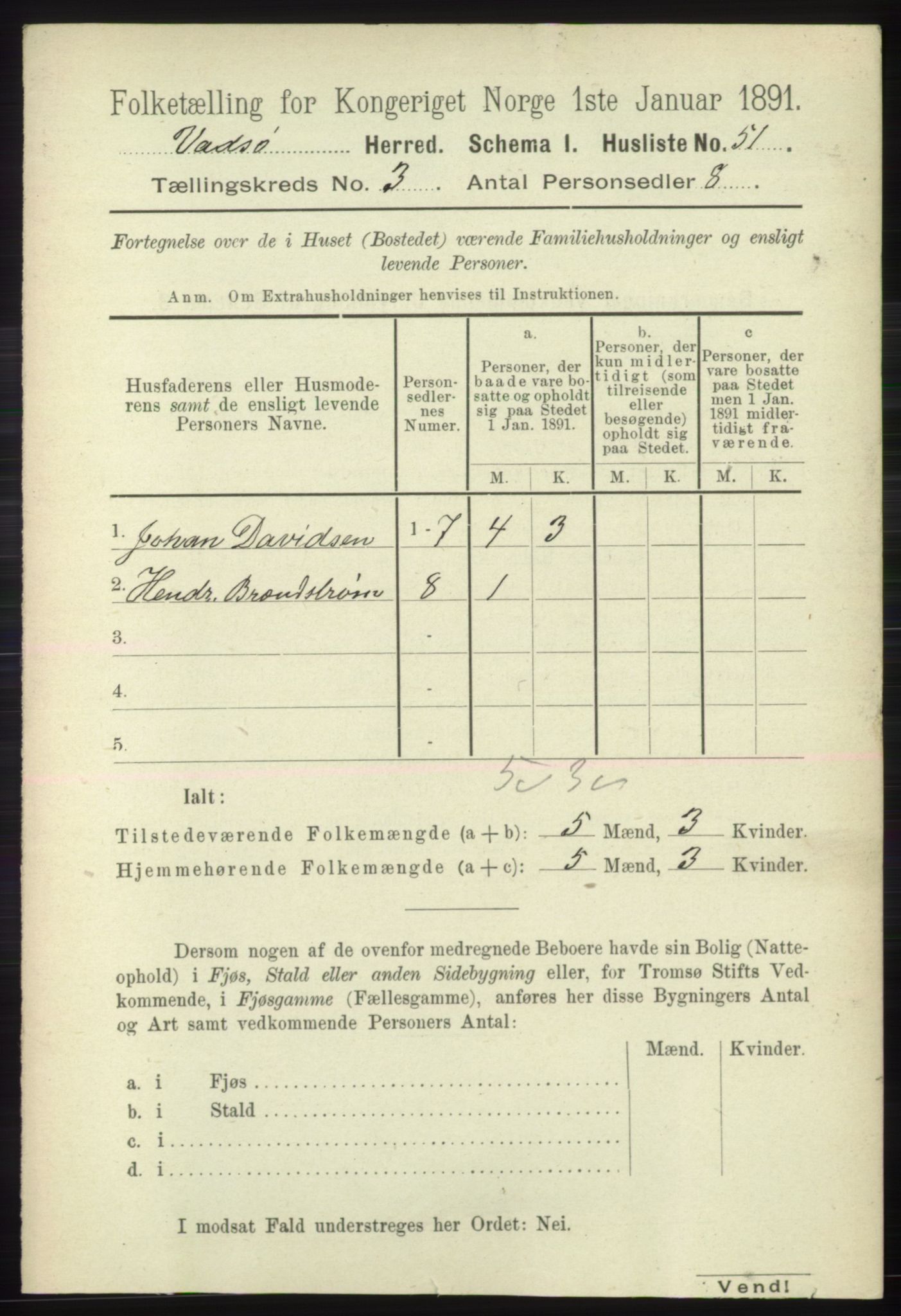 RA, 1891 census for 2029 Vadsø, 1891, p. 820