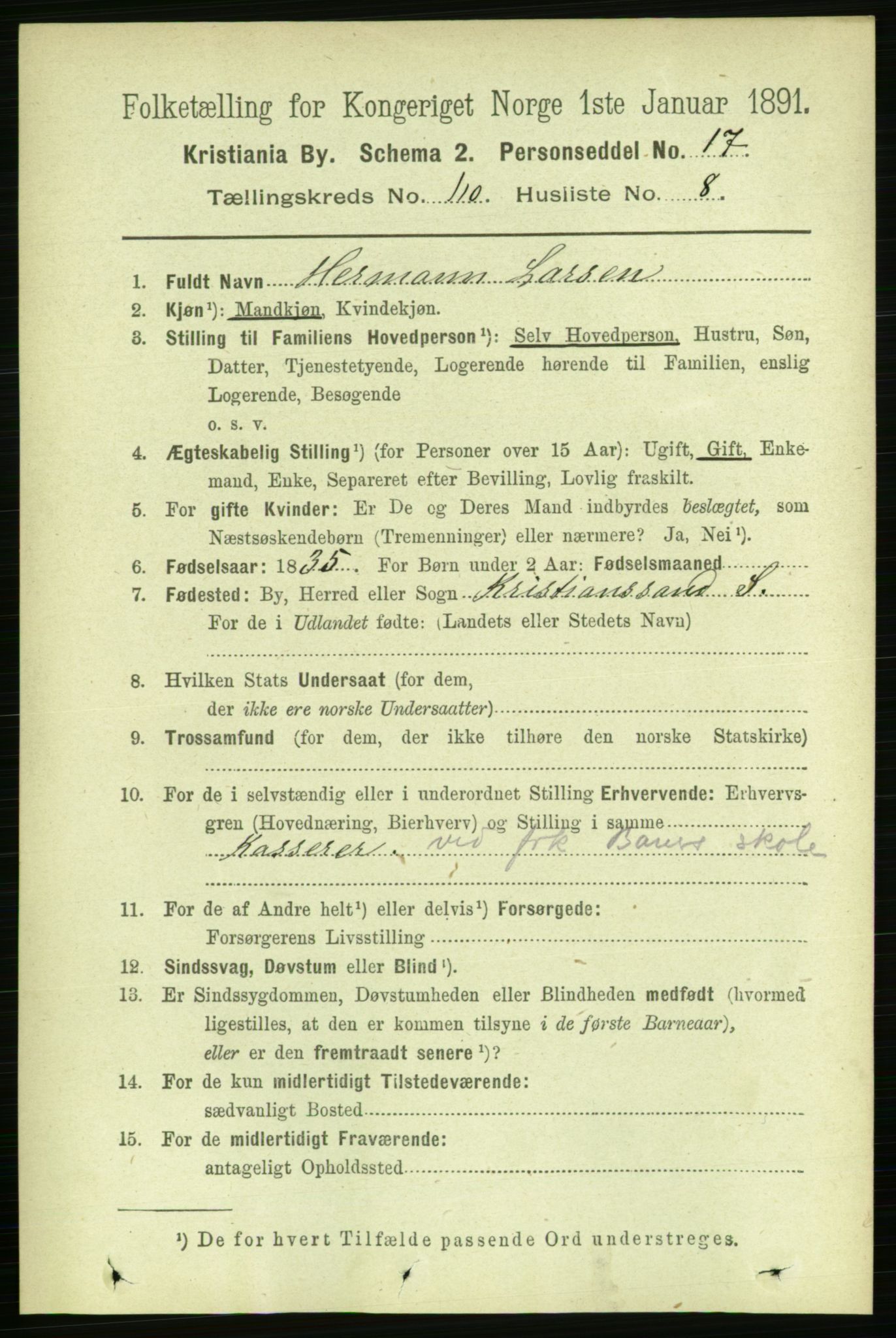 RA, 1891 census for 0301 Kristiania, 1891, p. 57374