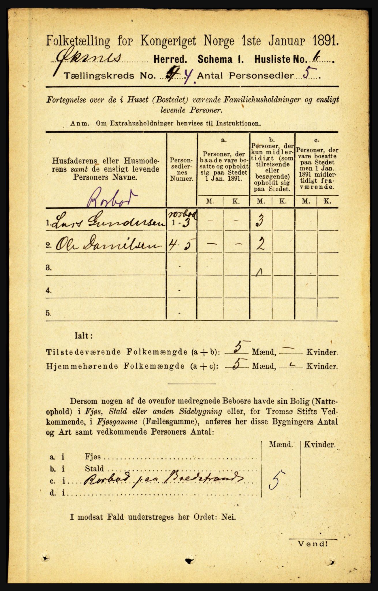 RA, 1891 census for 1868 Øksnes, 1891, p. 1635