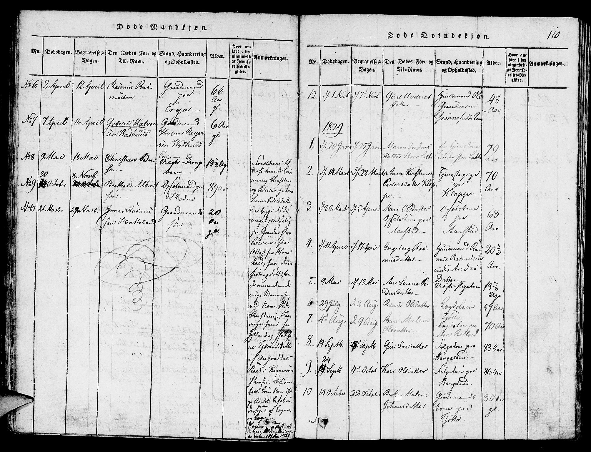 Klepp sokneprestkontor, SAST/A-101803/001/3/30BA/L0002: Parish register (official) no. A 2, 1816-1833, p. 110