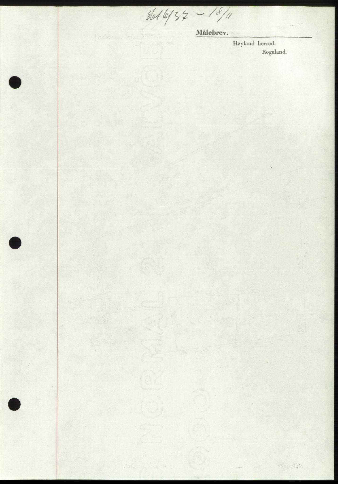 Jæren sorenskriveri, SAST/A-100310/03/G/Gba/L0069: Mortgage book, 1937-1937, Diary no: : 3616/1937