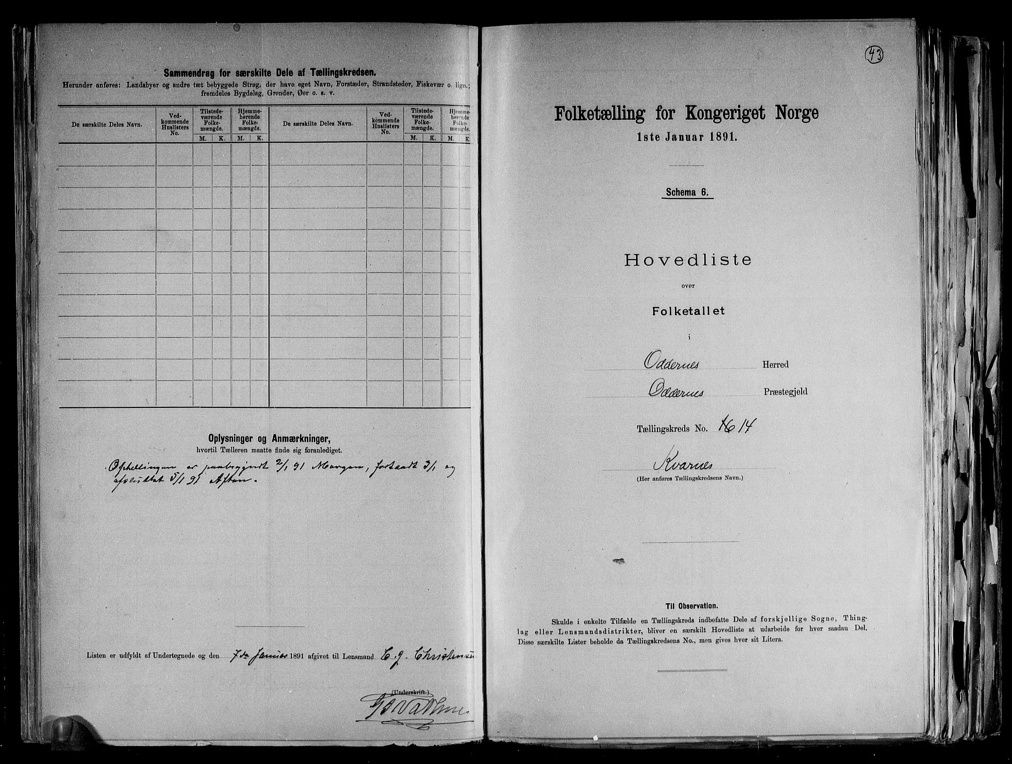 RA, 1891 census for 1012 Oddernes, 1891, p. 31
