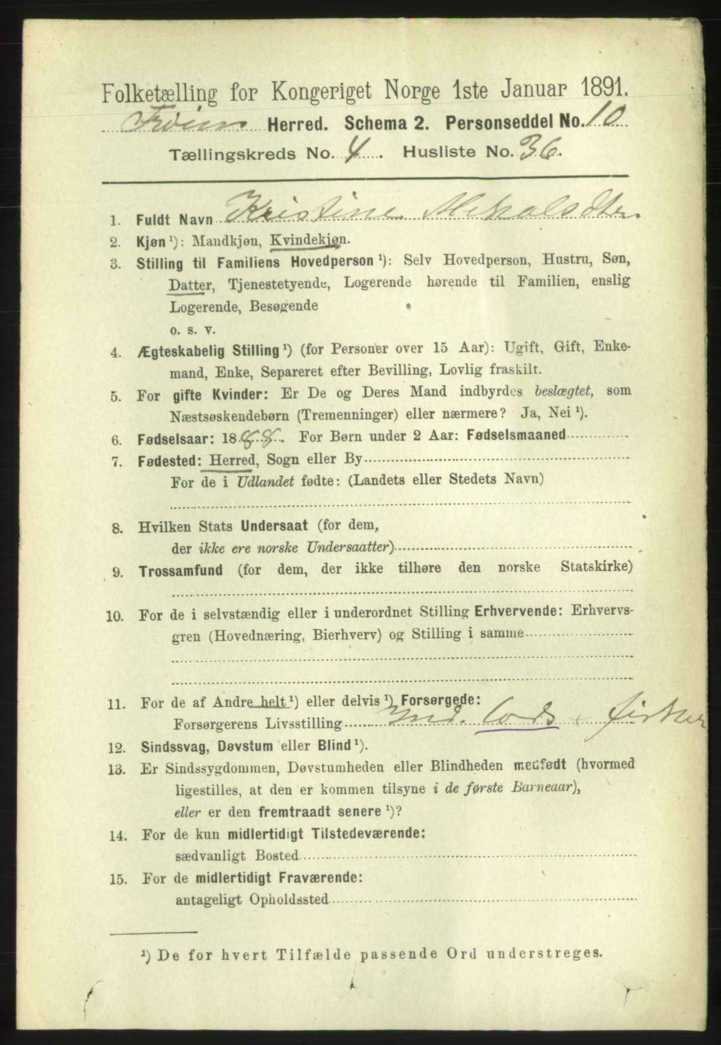 RA, 1891 census for 1619 Frøya, 1891, p. 3217