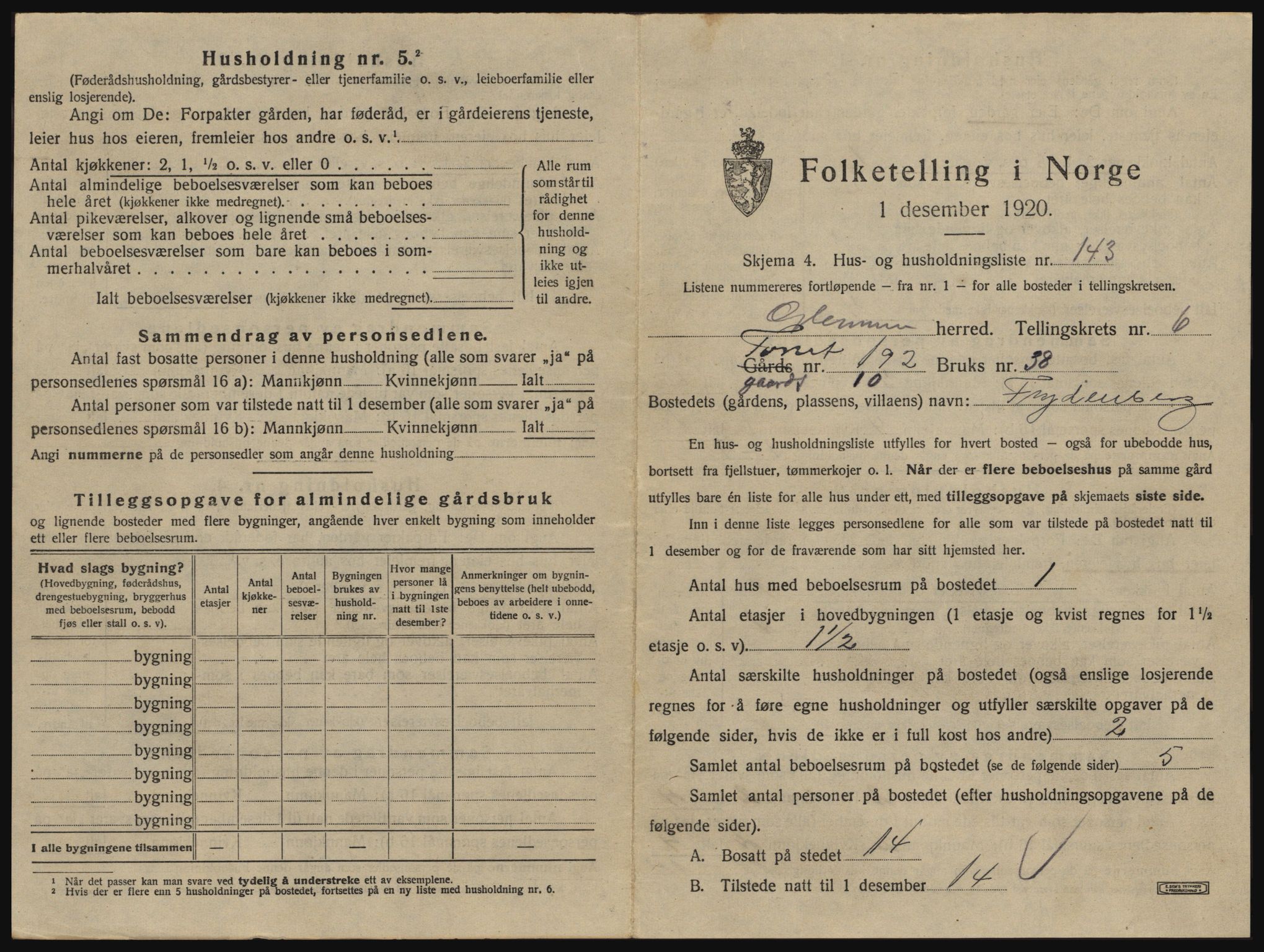 SAO, 1920 census for Glemmen, 1920, p. 2443