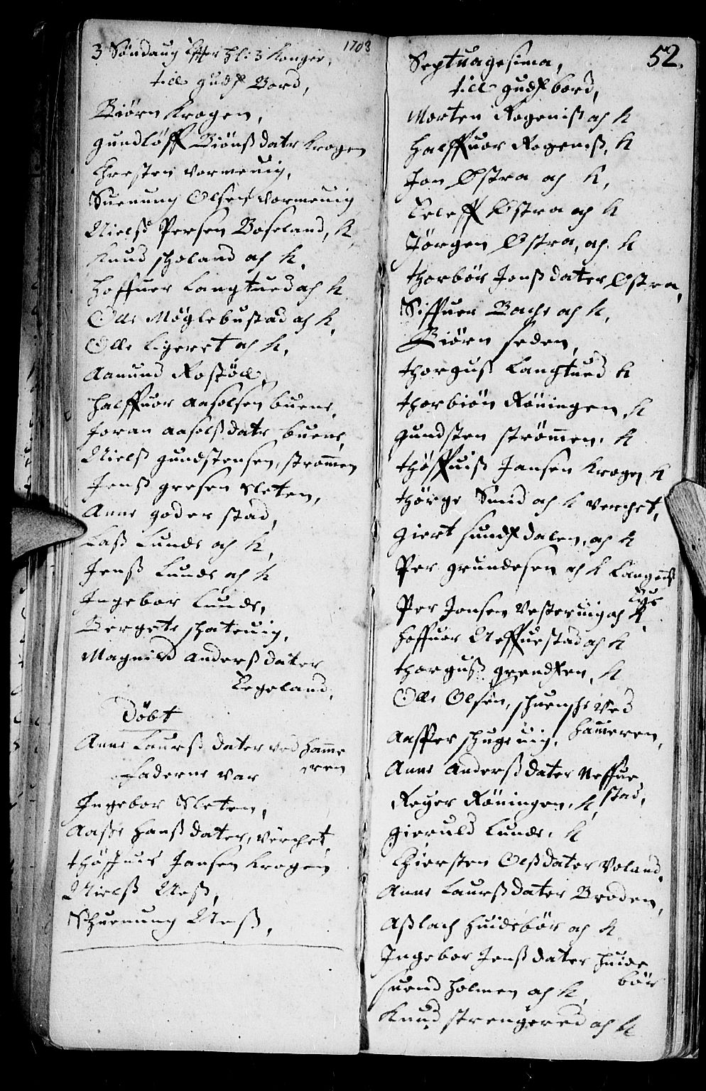 Holt sokneprestkontor, AV/SAK-1111-0021/F/Fb/L0001: Parish register (copy) no. B 1, 1699-1705, p. 52