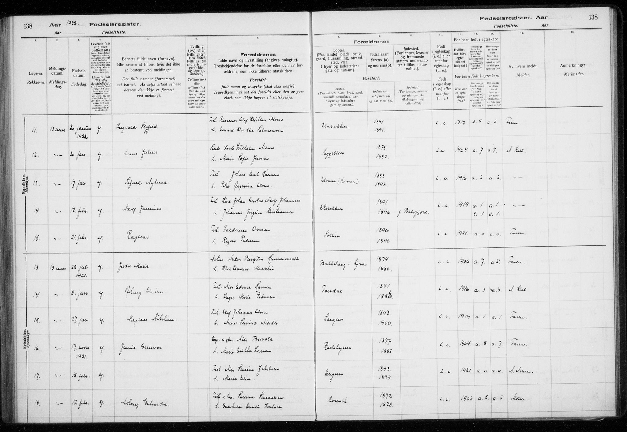 Lyngen sokneprestembete, AV/SATØ-S-1289/I/Ia/L0075: Birth register no. 75, 1916-1924, p. 138