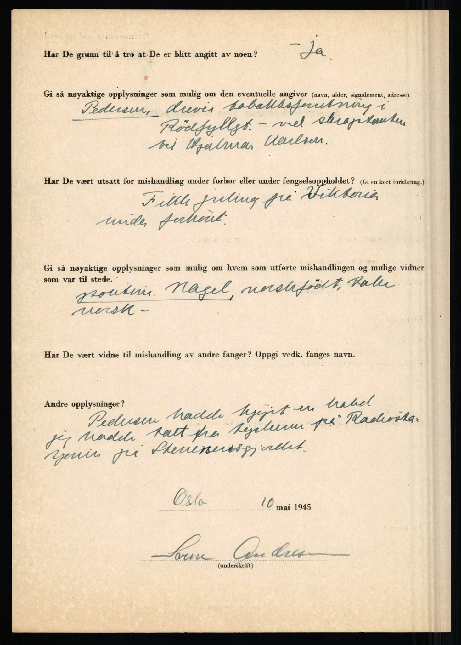 Rikspolitisjefen, AV/RA-S-1560/L/L0001: Abelseth, Rudolf - Berentsen, Odd, 1940-1945, p. 742