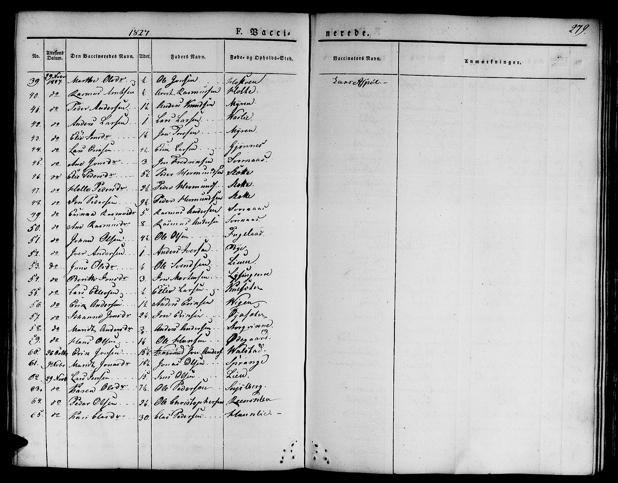 Ministerialprotokoller, klokkerbøker og fødselsregistre - Sør-Trøndelag, AV/SAT-A-1456/668/L0804: Parish register (official) no. 668A04, 1826-1839, p. 279