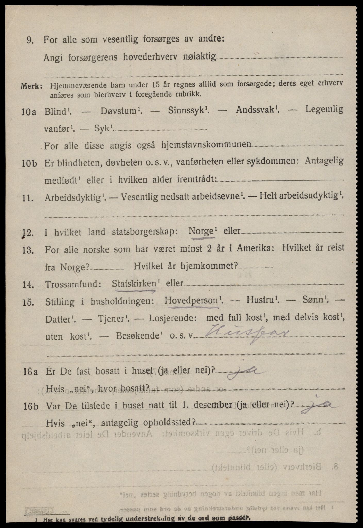 SAT, 1920 census for Tingvoll, 1920, p. 2539