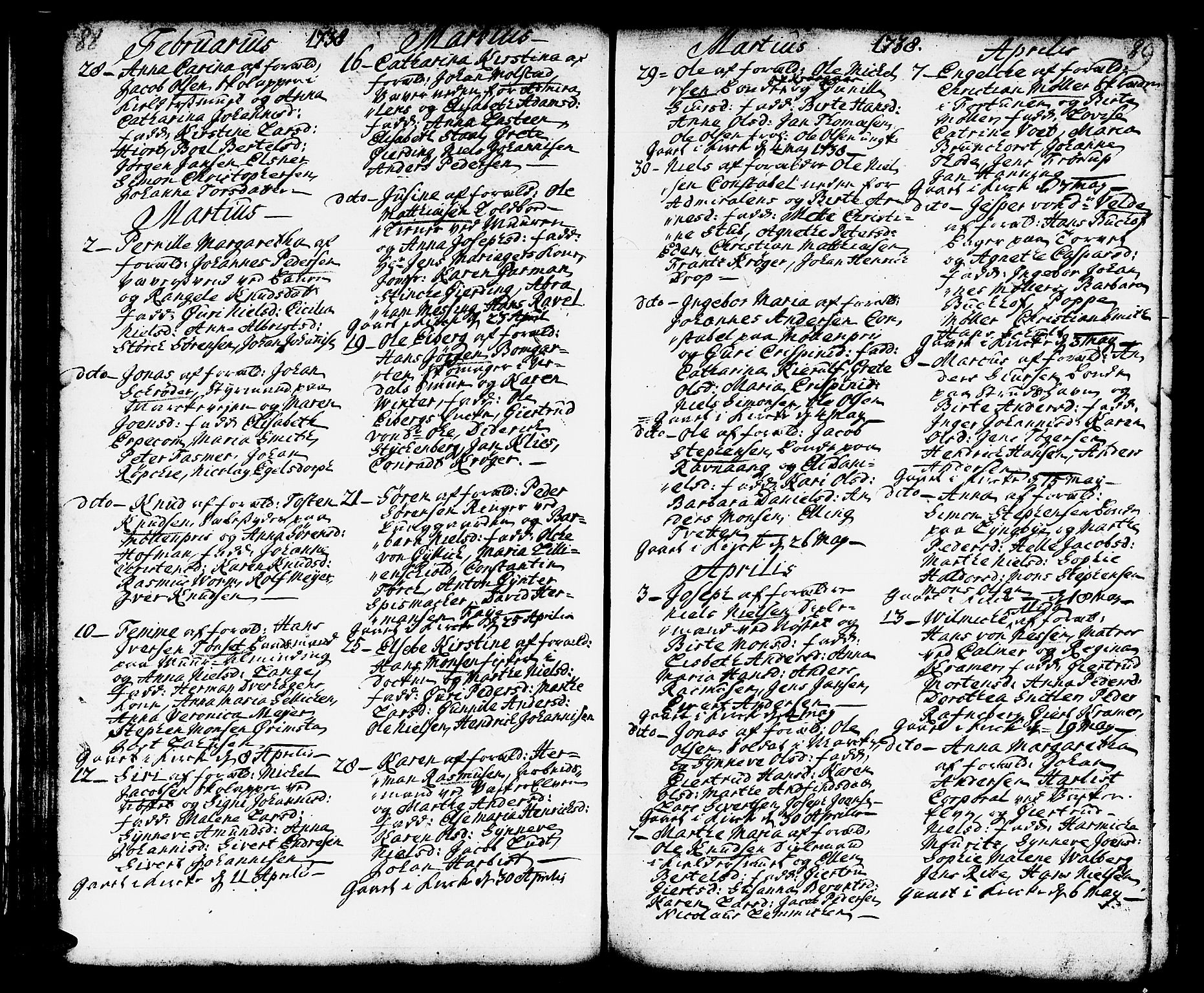 Domkirken sokneprestembete, SAB/A-74801/H/Haa/L0002: Parish register (official) no. A 2, 1733-1750, p. 88-89