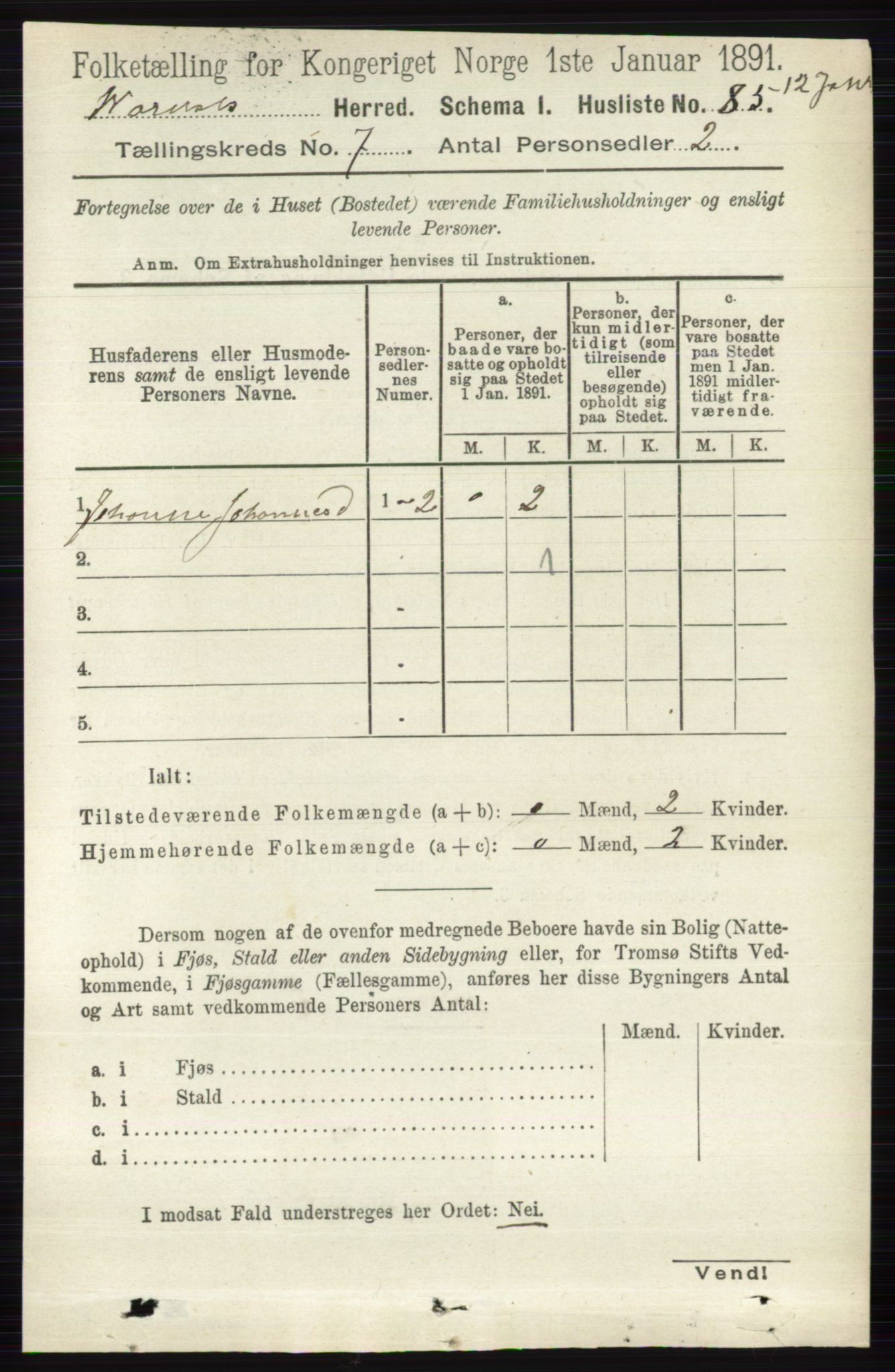 RA, 1891 census for 0527 Vardal, 1891, p. 2967