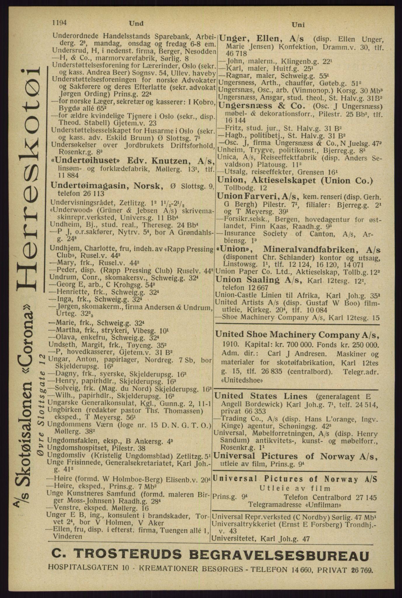 Kristiania/Oslo adressebok, PUBL/-, 1929, p. 1194