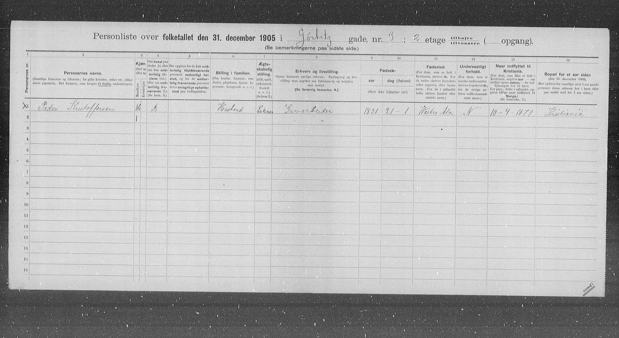 OBA, Municipal Census 1905 for Kristiania, 1905, p. 17189