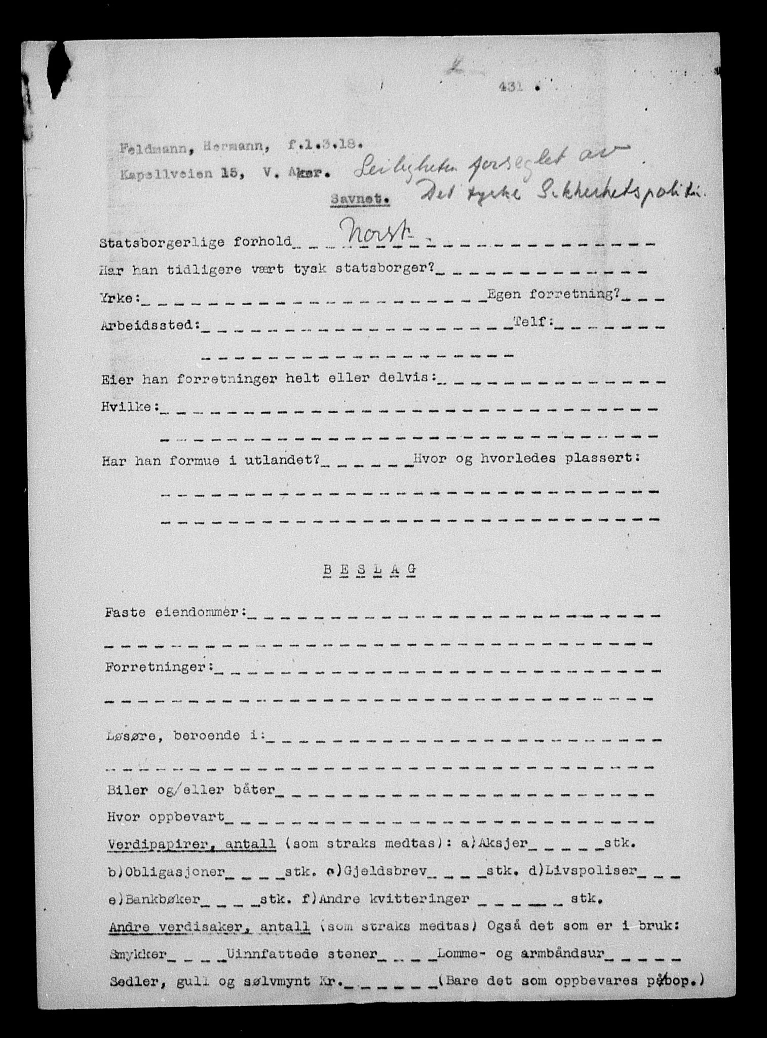 Justisdepartementet, Tilbakeføringskontoret for inndratte formuer, AV/RA-S-1564/H/Hc/Hcc/L0935: --, 1945-1947, p. 84