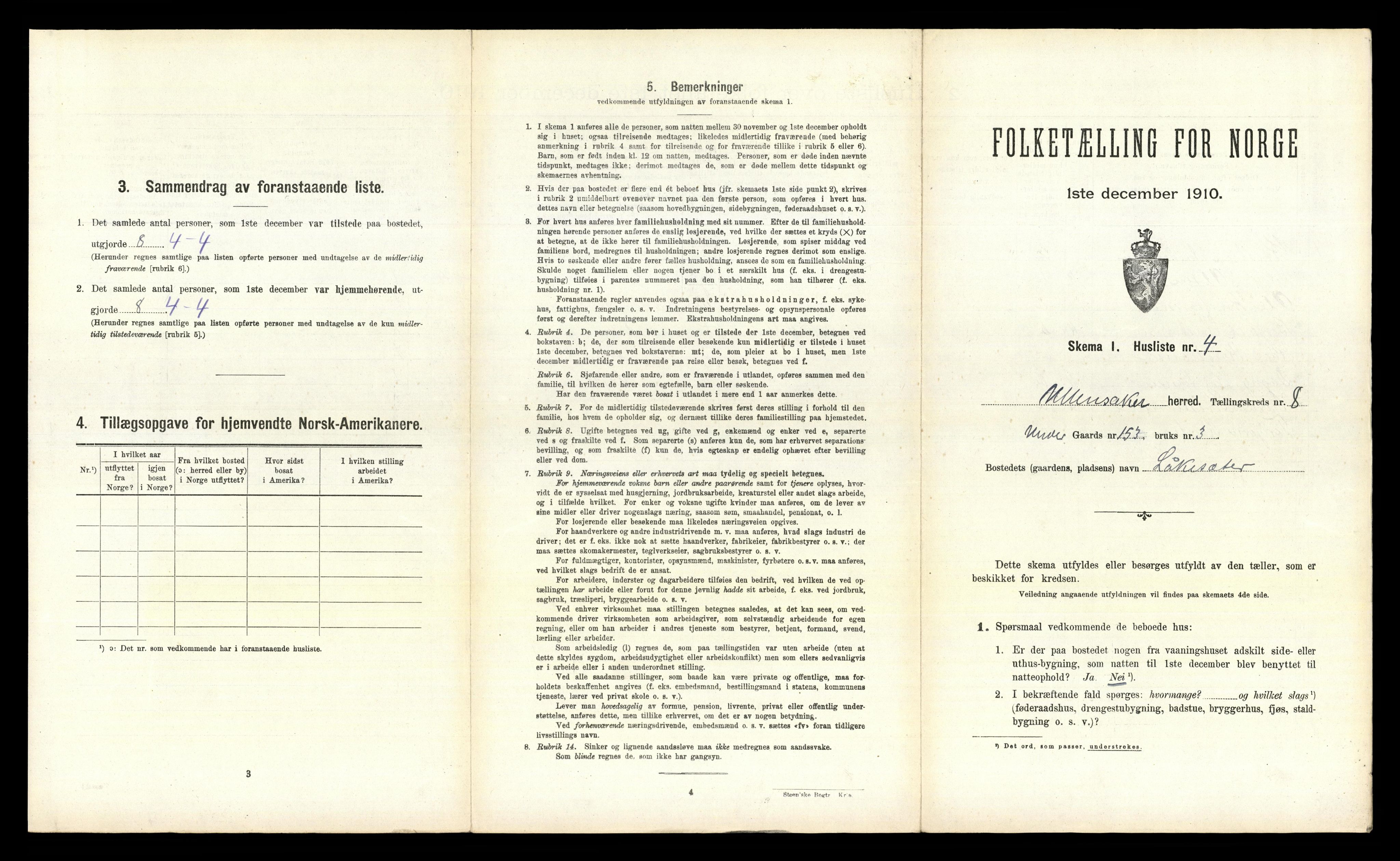 RA, 1910 census for Ullensaker, 1910, p. 1771