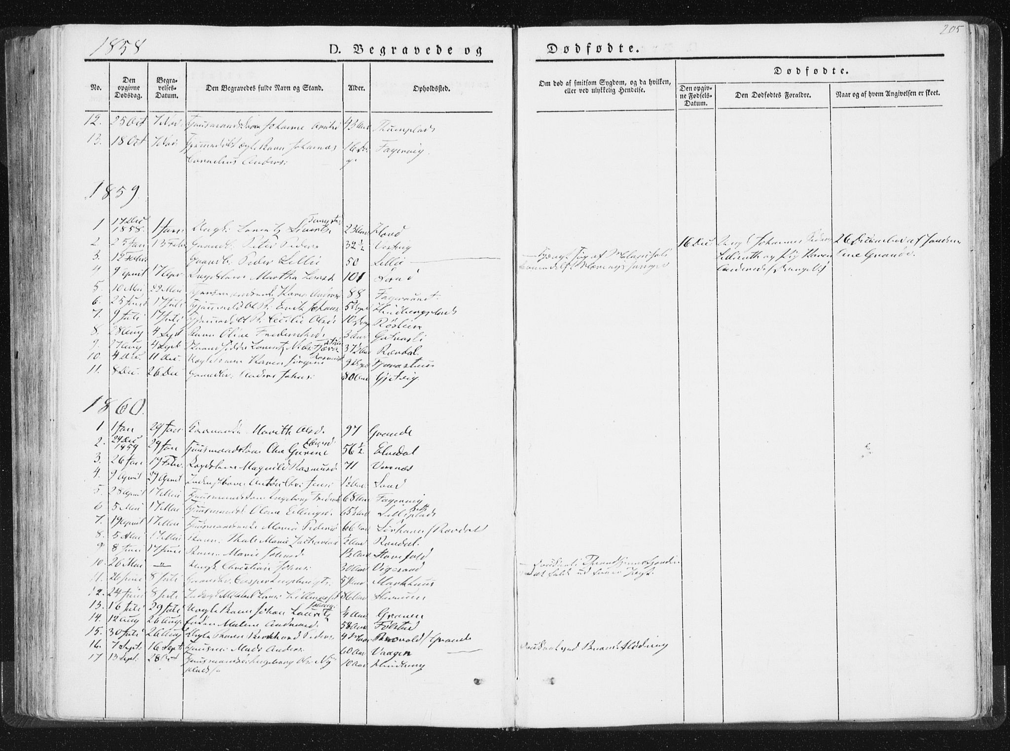Ministerialprotokoller, klokkerbøker og fødselsregistre - Nord-Trøndelag, SAT/A-1458/744/L0418: Parish register (official) no. 744A02, 1843-1866, p. 205