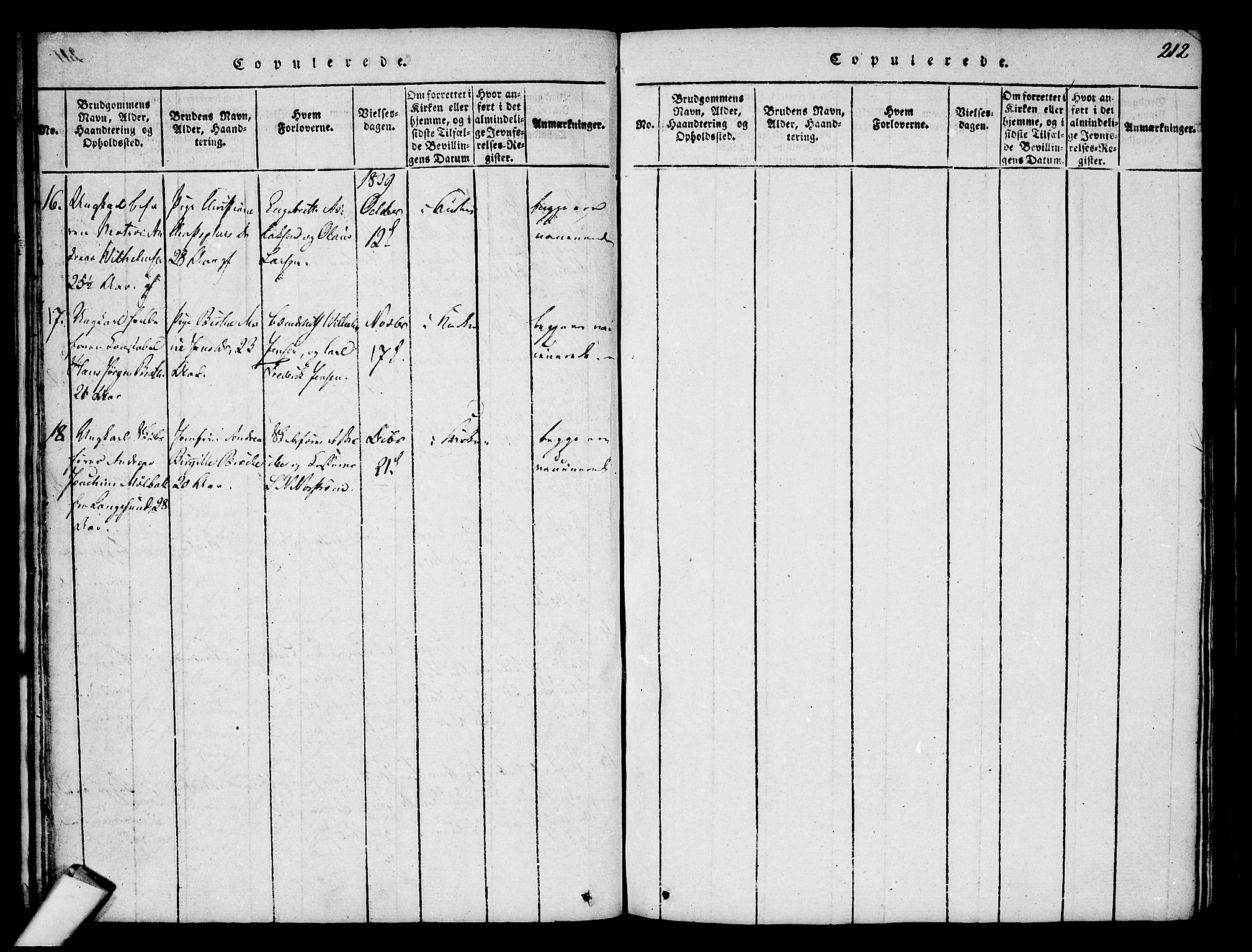 Stavern kirkebøker, AV/SAKO-A-318/F/Fa/L0006: Parish register (official) no. 6, 1816-1839, p. 212