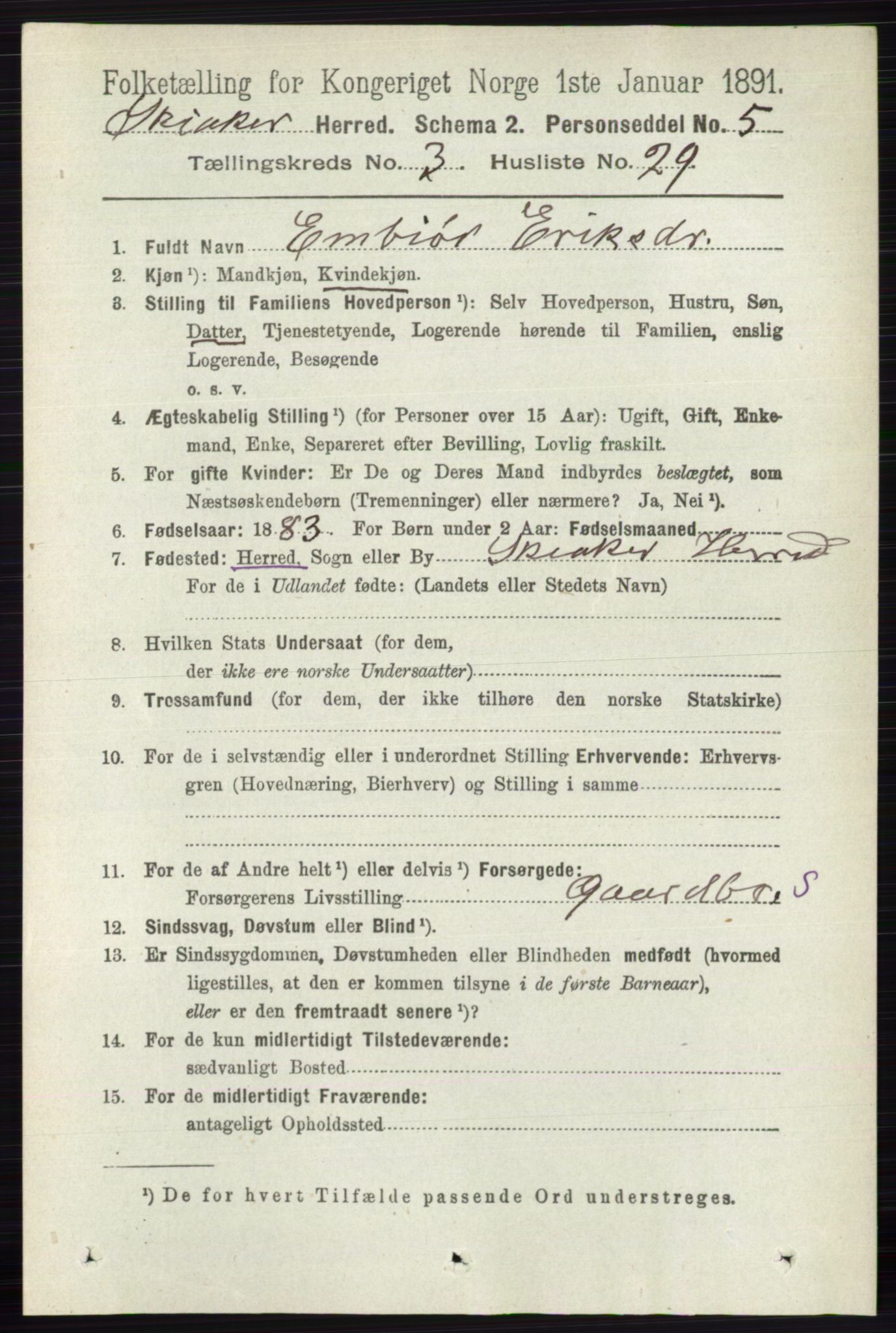 RA, 1891 census for 0513 Skjåk, 1891, p. 1127