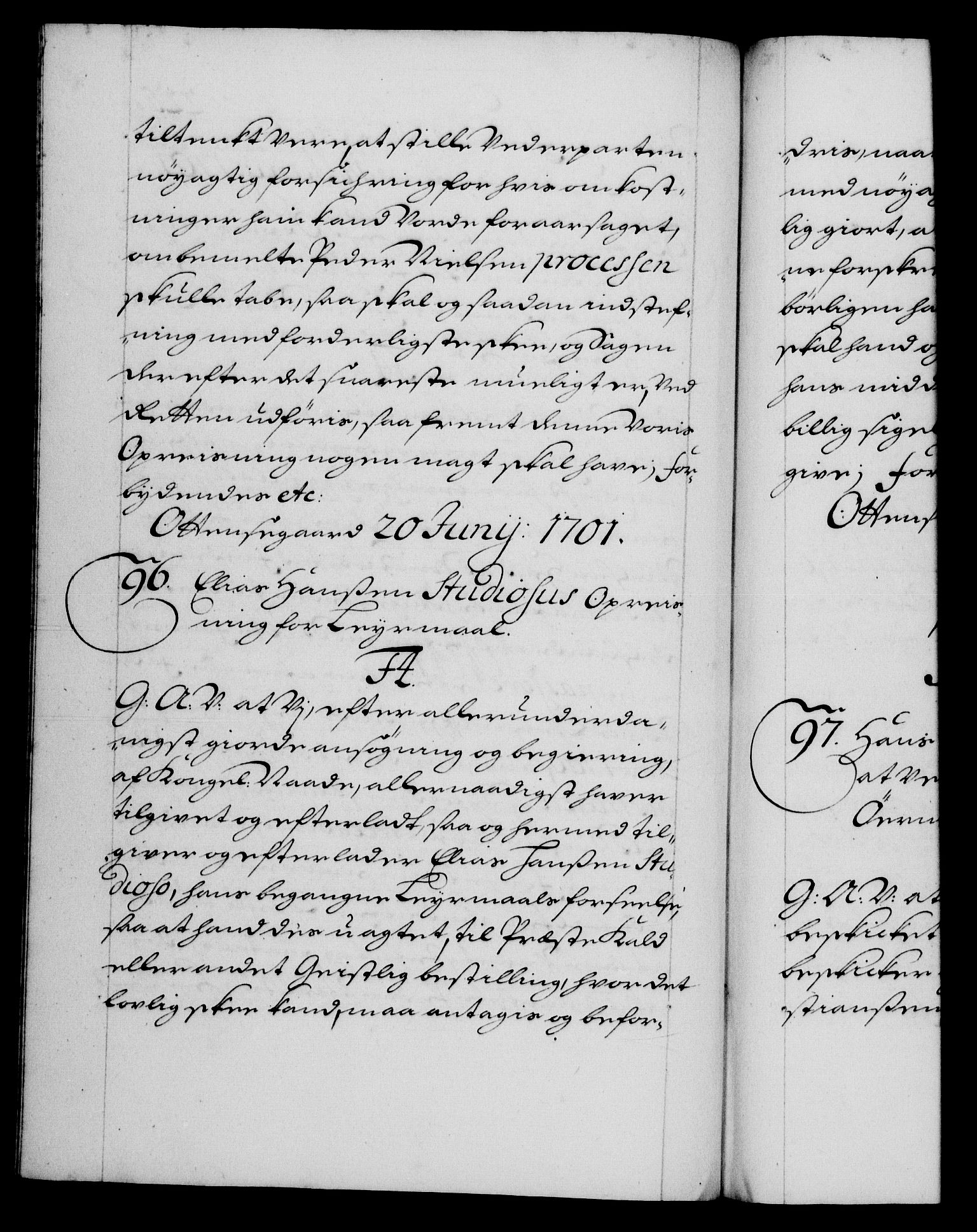 Danske Kanselli 1572-1799, RA/EA-3023/F/Fc/Fca/Fcaa/L0018: Norske registre, 1699-1703, p. 225b