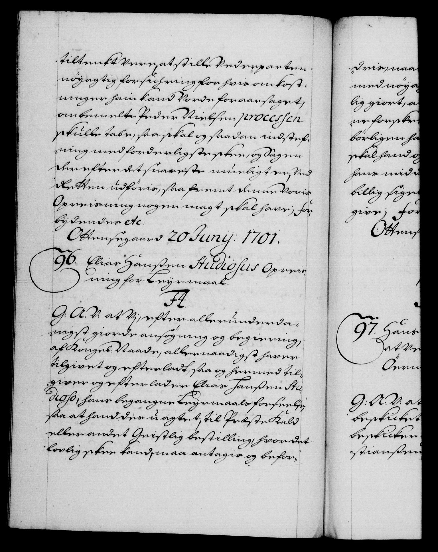 Danske Kanselli 1572-1799, AV/RA-EA-3023/F/Fc/Fca/Fcaa/L0018: Norske registre, 1699-1703, p. 225b