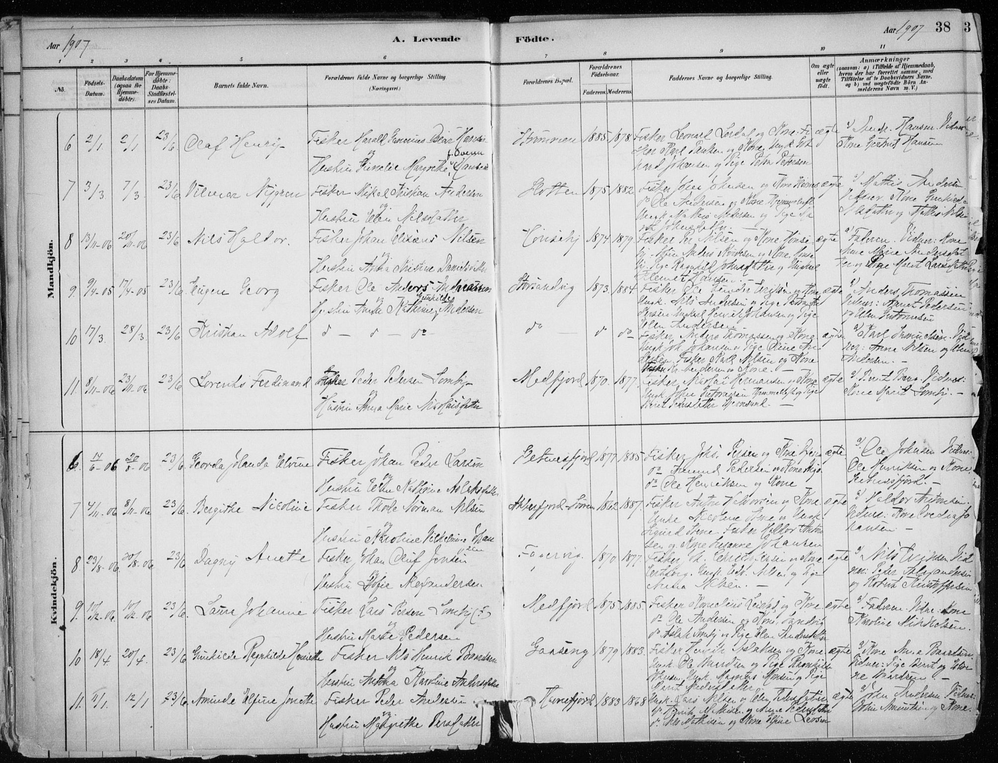 Hammerfest sokneprestkontor, SATØ/S-1347/H/Ha/L0013.kirke: Parish register (official) no. 13, 1898-1917, p. 38