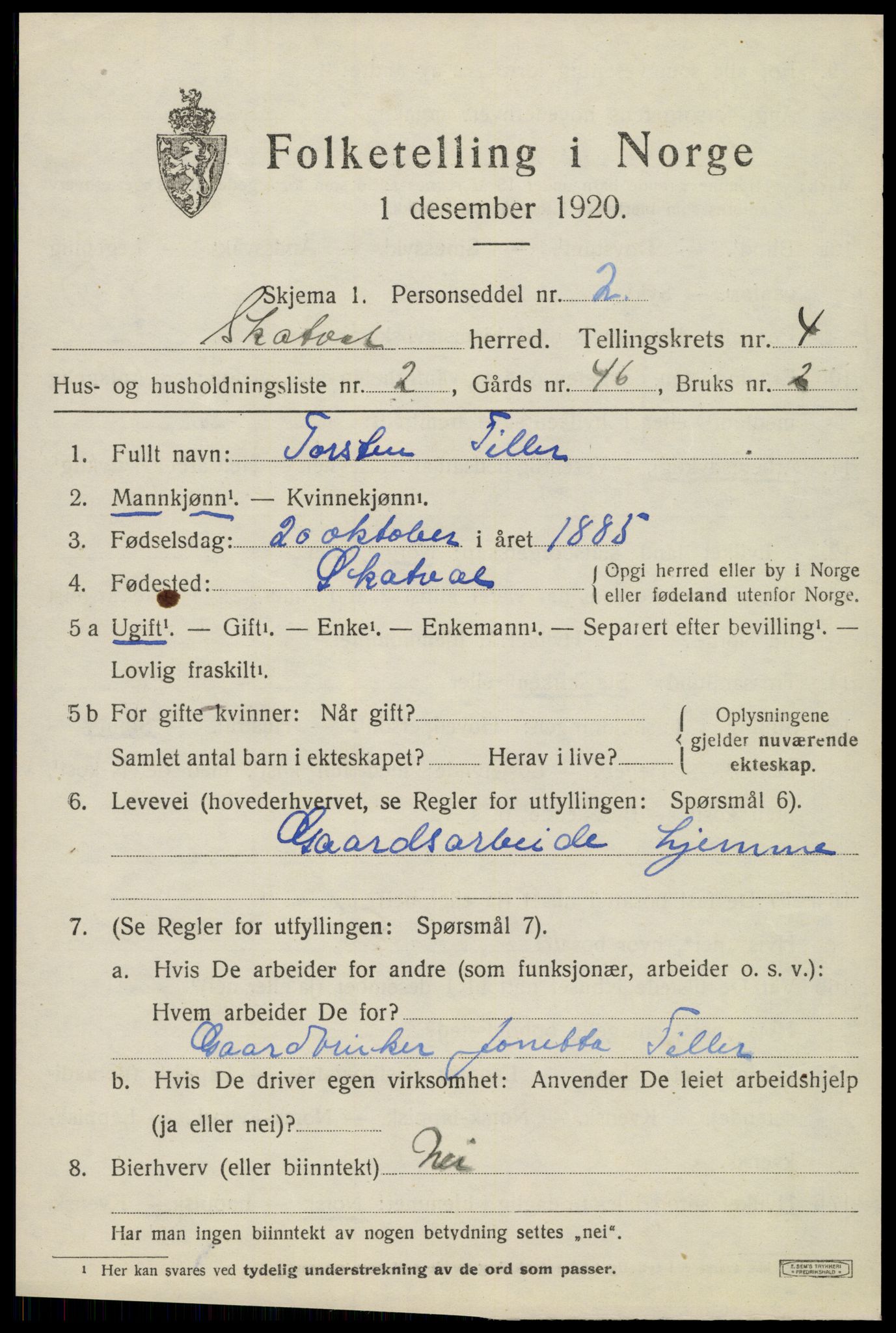 SAT, 1920 census for Skatval, 1920, p. 2463