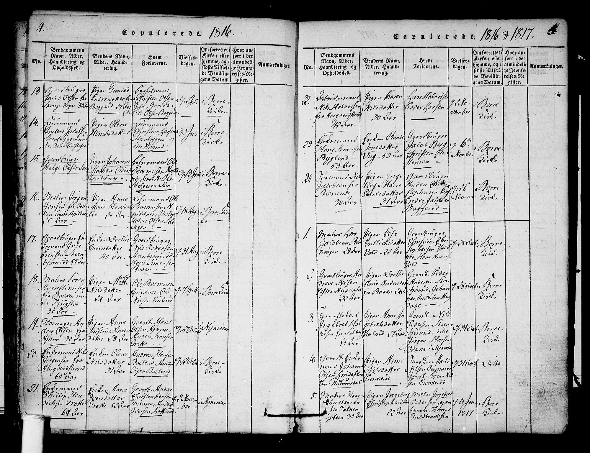 Borre kirkebøker, SAKO/A-338/F/Fa/L0004: Parish register (official) no. I 4, 1815-1845, p. 4-5