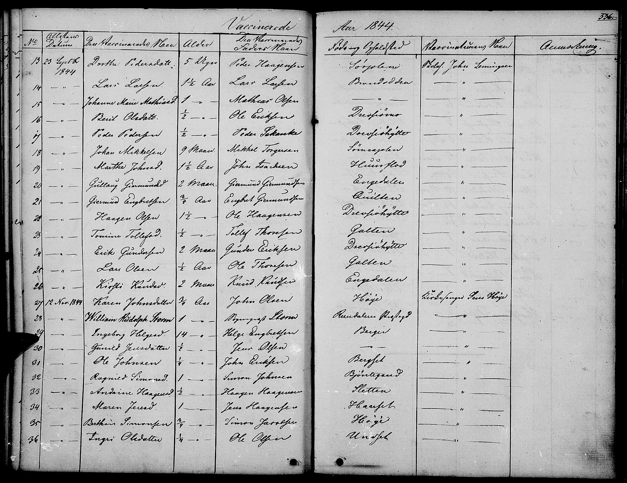 Rendalen prestekontor, AV/SAH-PREST-054/H/Ha/Haa/L0004: Parish register (official) no. 4, 1829-1852, p. 336