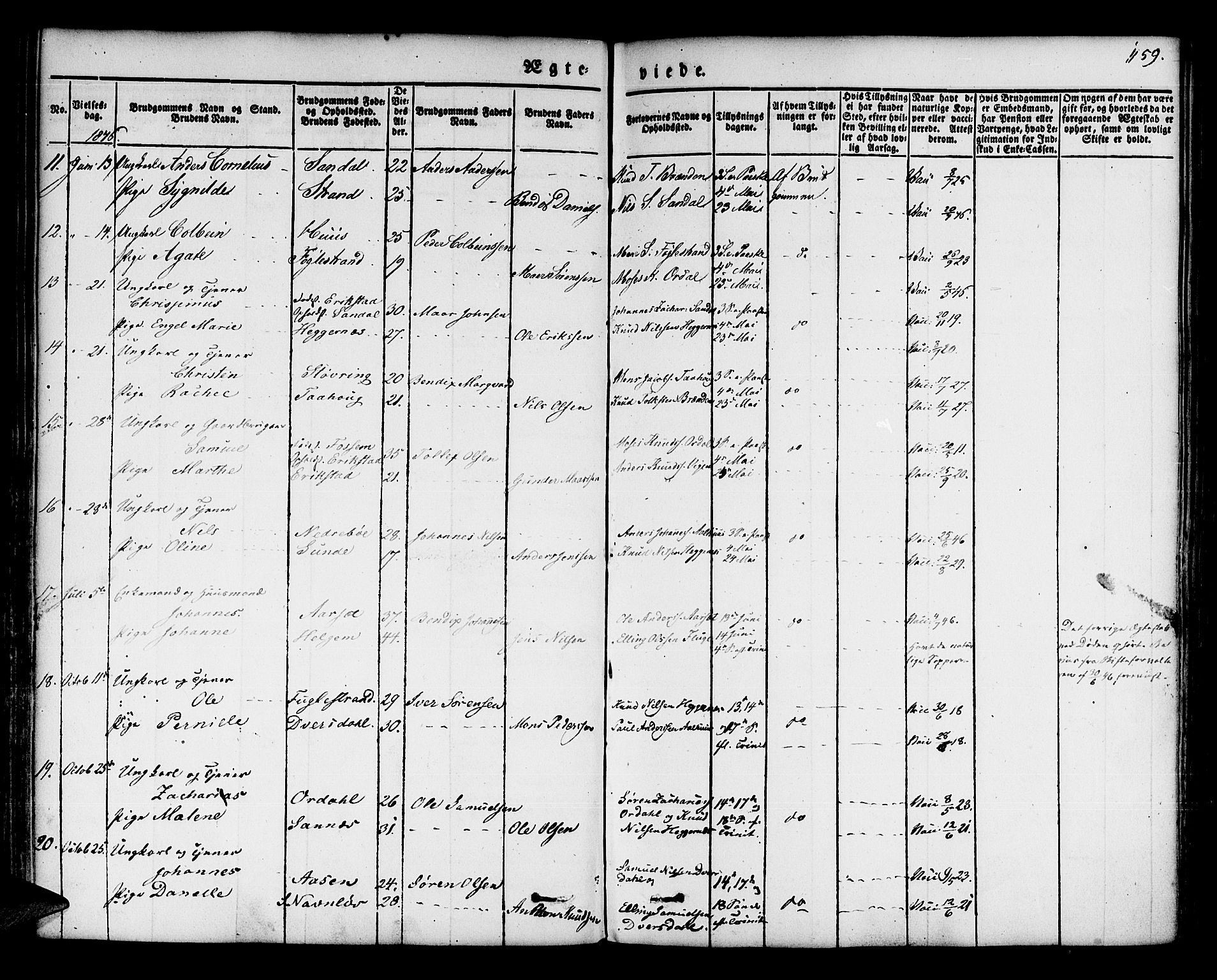 Jølster sokneprestembete, AV/SAB-A-80701/H/Haa/Haaa/L0009: Parish register (official) no. A 9, 1833-1848, p. 159