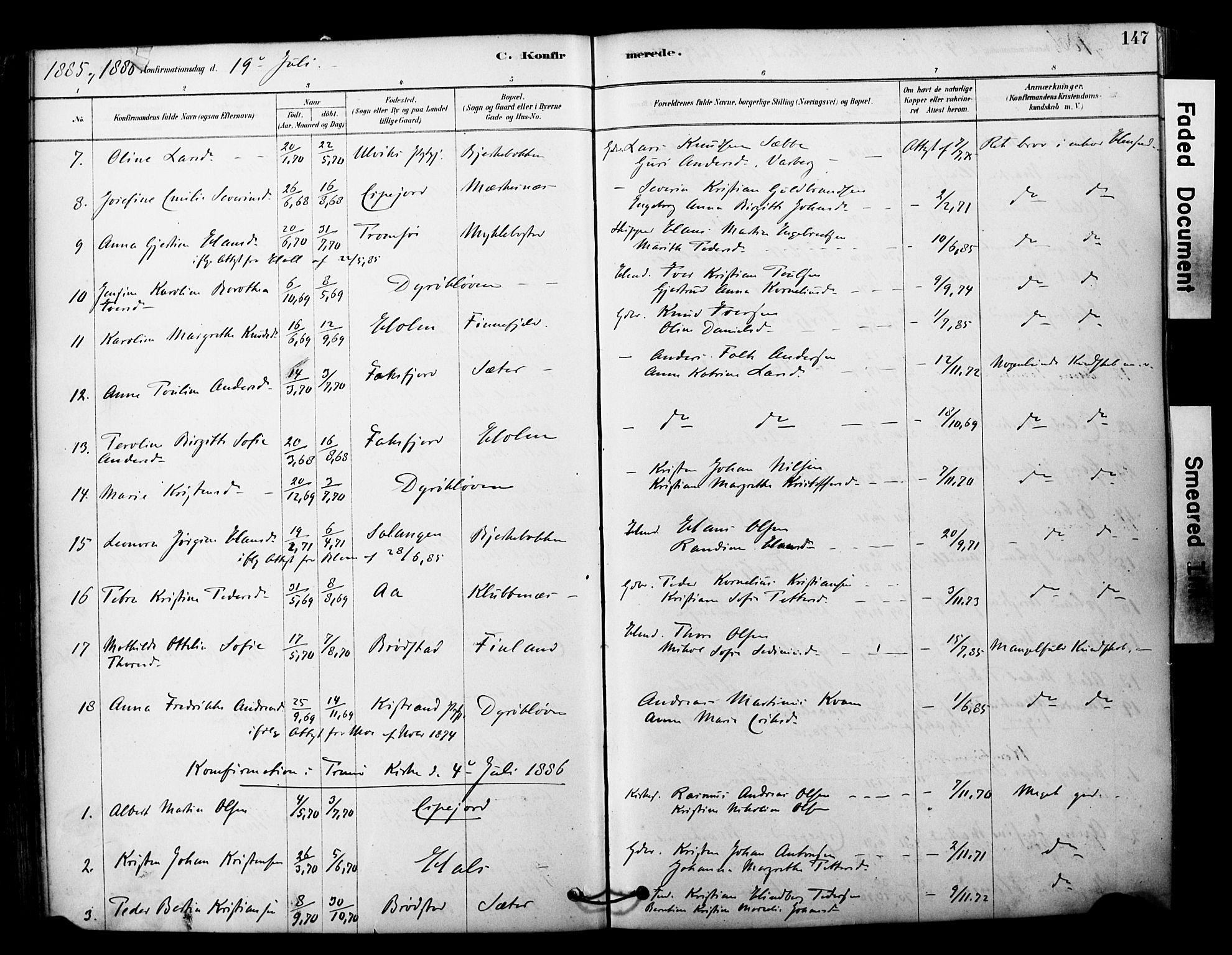 Tranøy sokneprestkontor, SATØ/S-1313/I/Ia/Iaa/L0011kirke: Parish register (official) no. 11, 1878-1904, p. 147