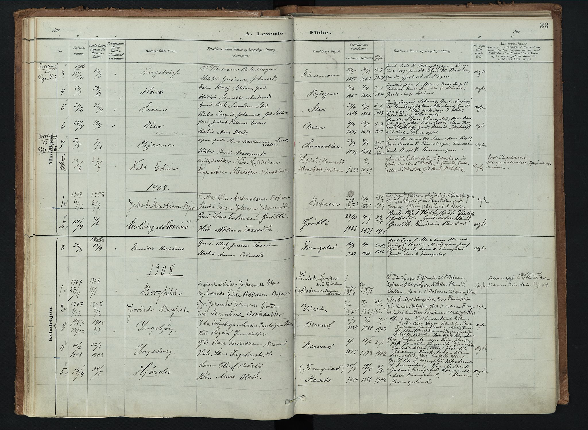 Kvikne prestekontor, AV/SAH-PREST-064/H/Ha/Haa/L0008: Parish register (official) no. 8, 1887-1911, p. 33