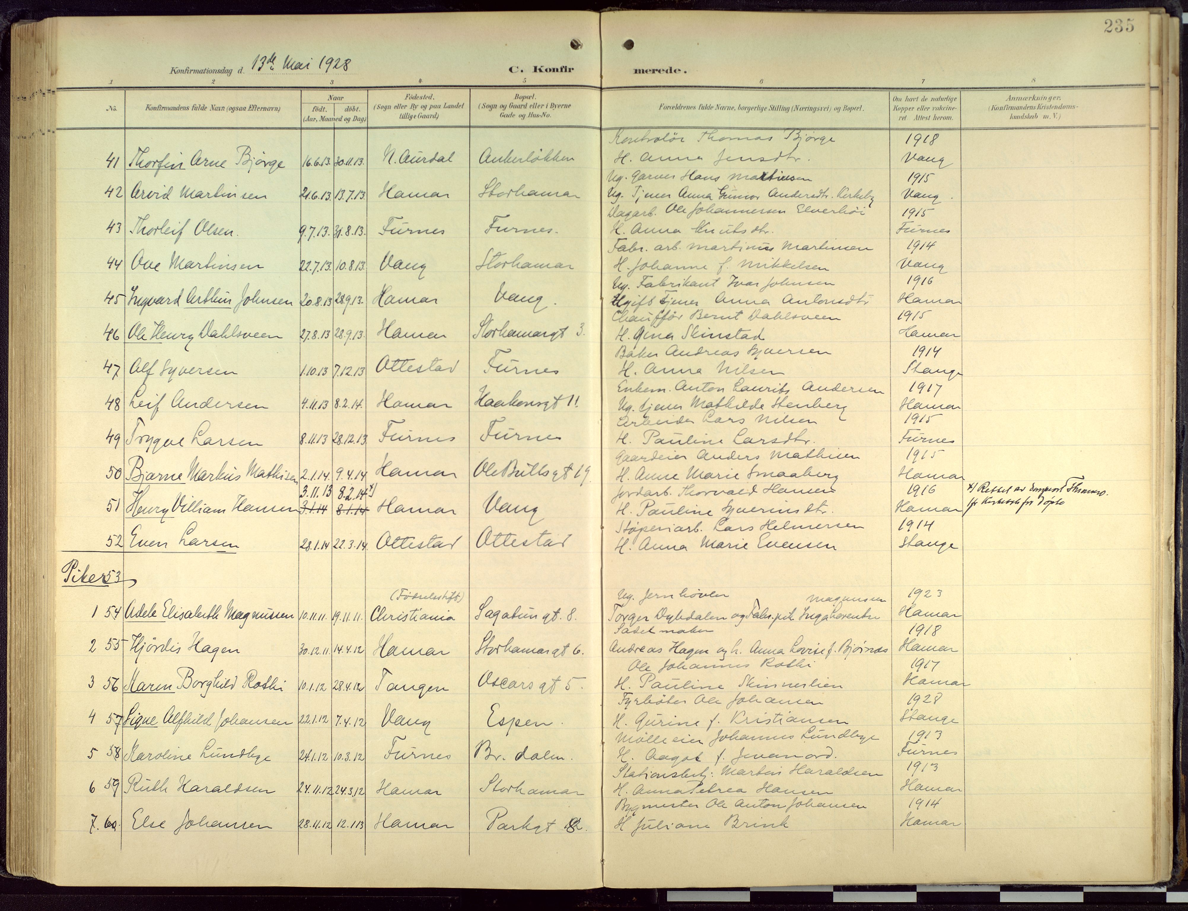 Hamar prestekontor, AV/SAH-DOMPH-002/H/Ha/Haa/L0004: Parish register (official) no. 4, 1899-1973, p. 235