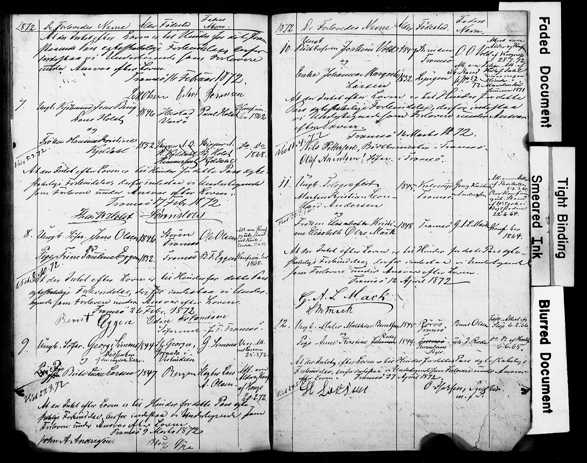Tromsø sokneprestkontor/stiftsprosti/domprosti, SATØ/S-1343/H/Hc/L0097: Banns register no. 3, 1851-1872