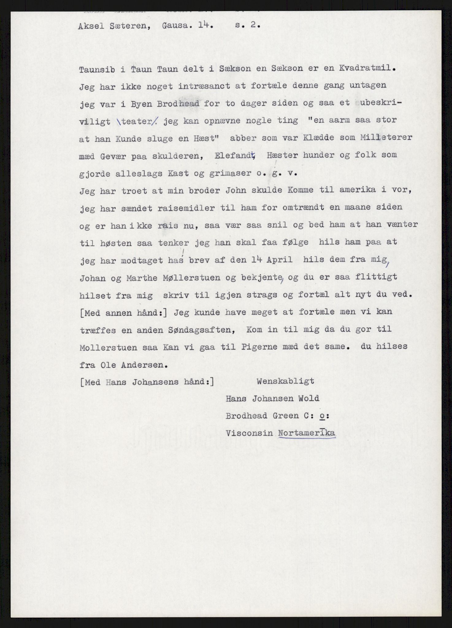Samlinger til kildeutgivelse, Amerikabrevene, AV/RA-EA-4057/F/L0015: Innlån fra Oppland: Sæteren - Vigerust, 1838-1914, p. 113