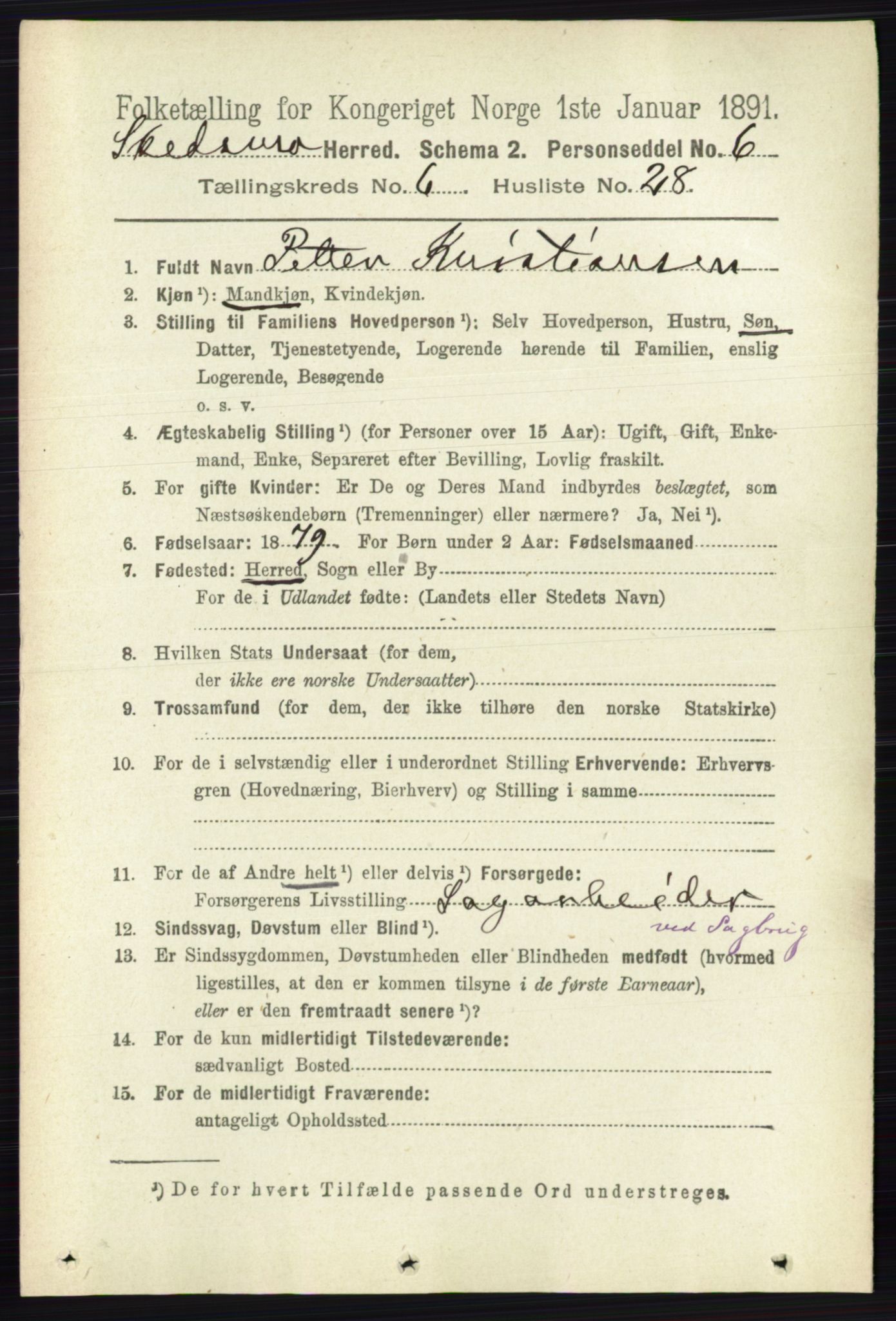 RA, 1891 census for 0231 Skedsmo, 1891, p. 2935
