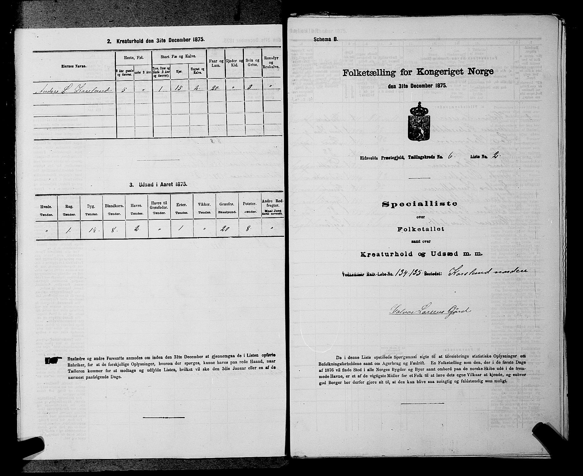 RA, 1875 census for 0237P Eidsvoll, 1875, p. 830