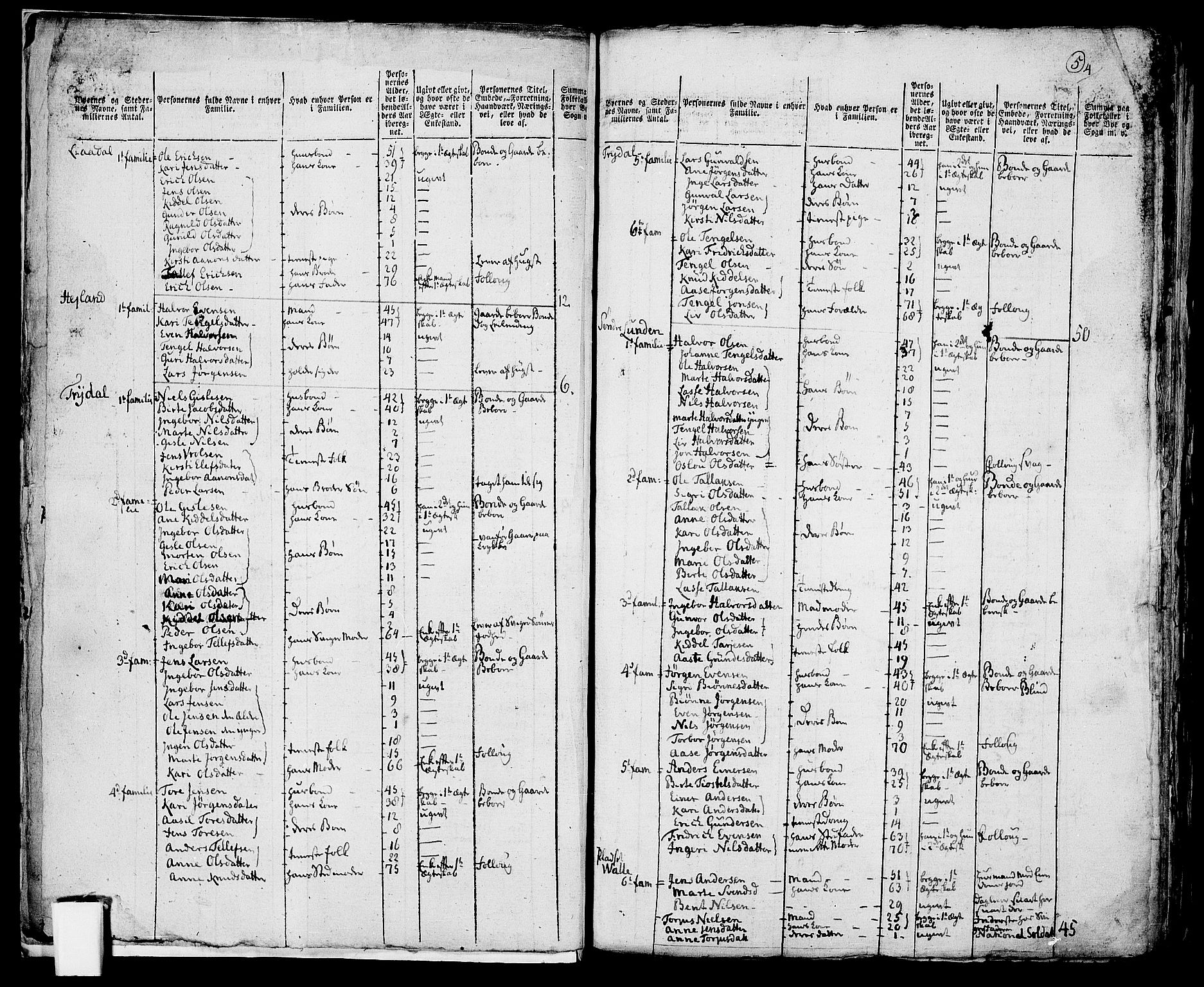 RA, 1801 census for 0911P Gjerstad, 1801, p. 4b-5a