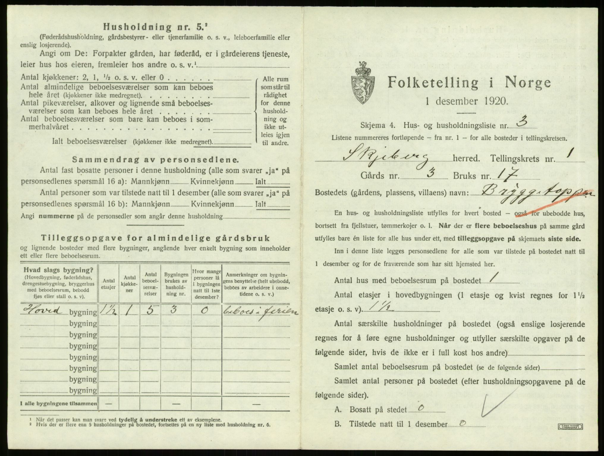 SAO, 1920 census for Skjeberg, 1920, p. 65