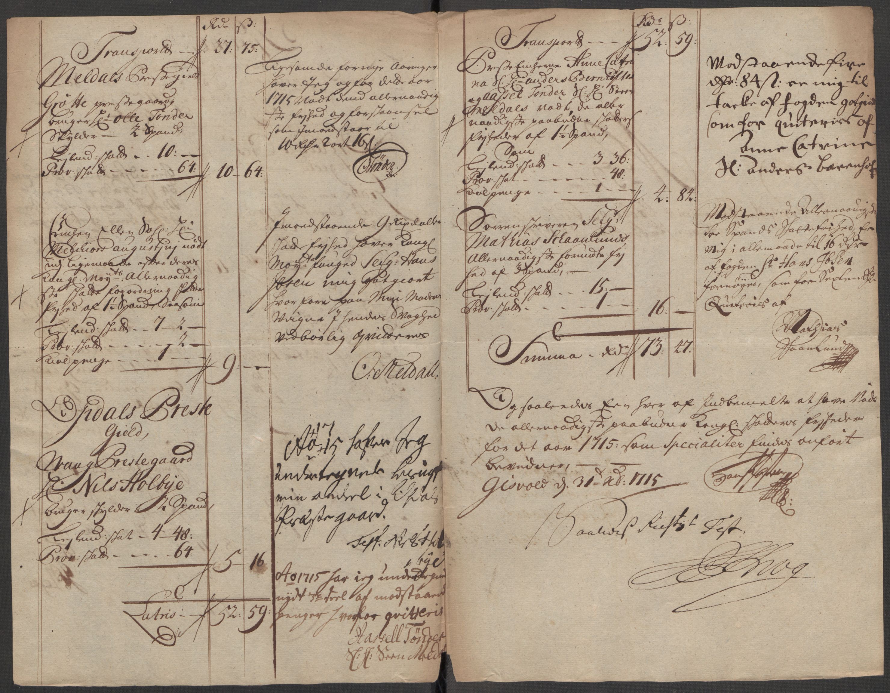 Rentekammeret inntil 1814, Reviderte regnskaper, Fogderegnskap, AV/RA-EA-4092/R60/L3966: Fogderegnskap Orkdal og Gauldal, 1715, p. 418