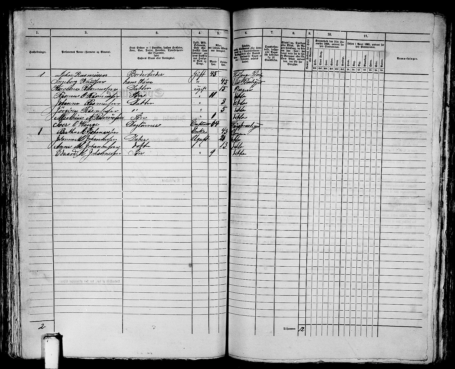 RA, 1865 census for Bergen, 1865, p. 2416