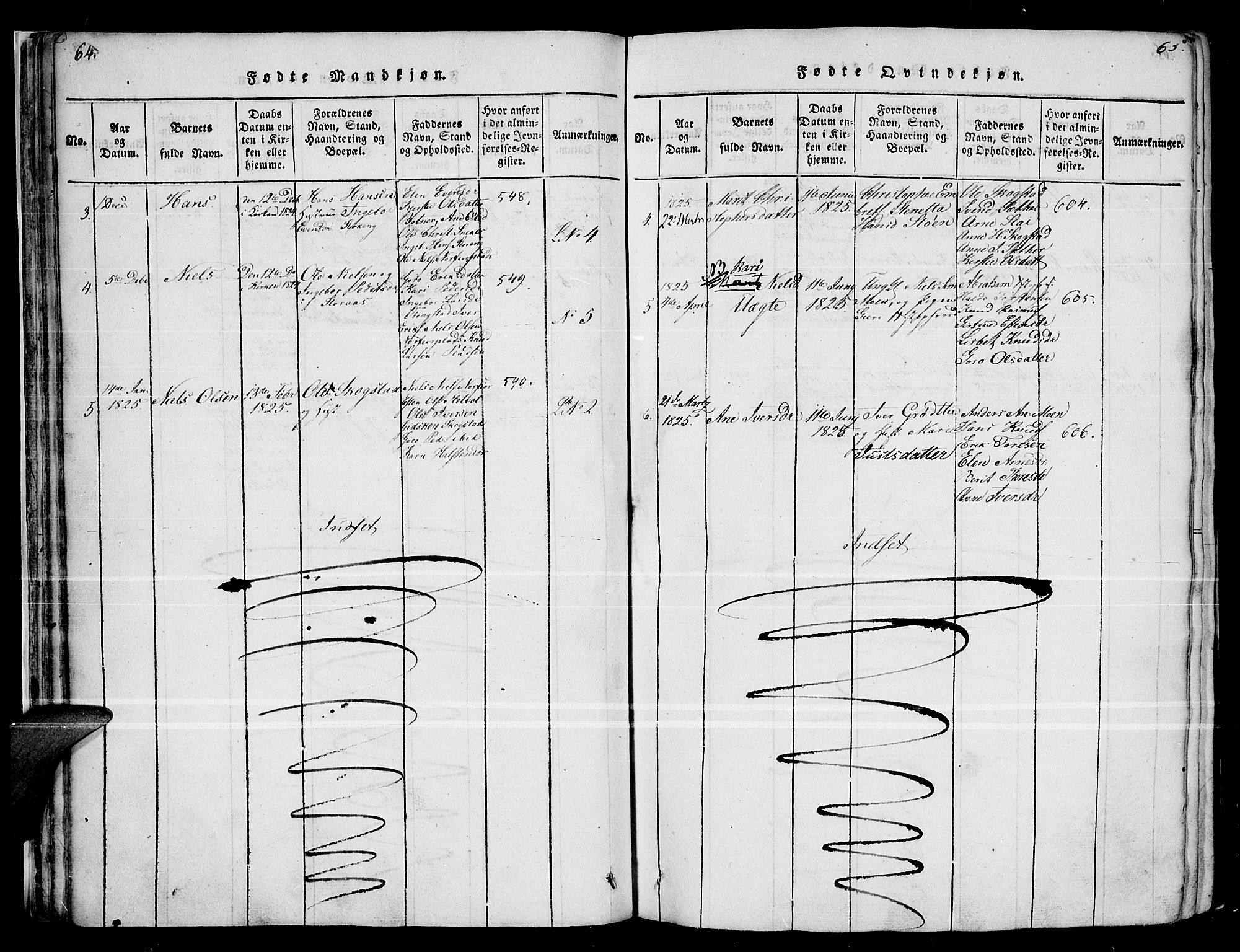 Kvikne prestekontor, SAH/PREST-064/H/Ha/Haa/L0004: Parish register (official) no. 4, 1815-1840, p. 64-65