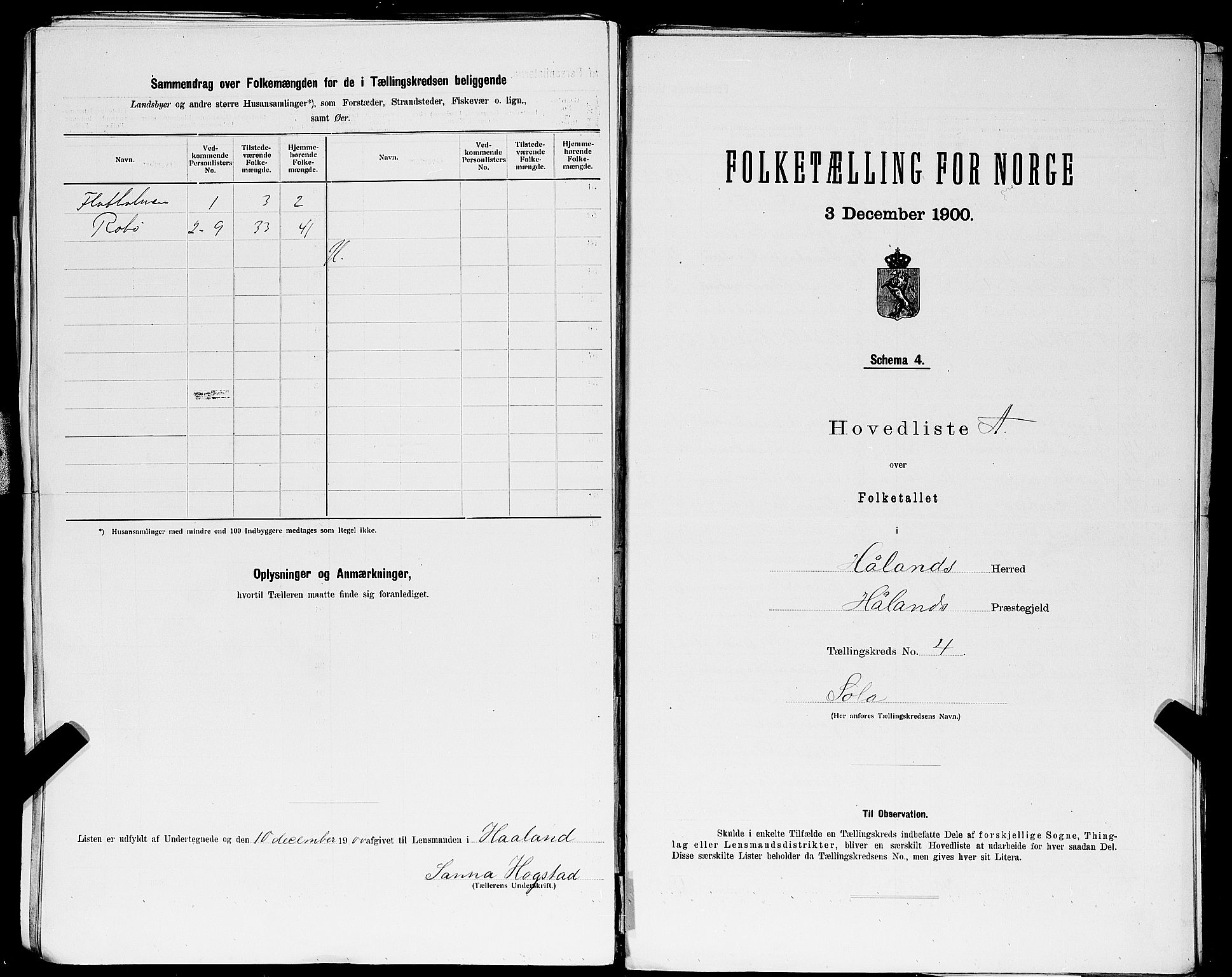 SAST, 1900 census for Haaland, 1900, p. 27