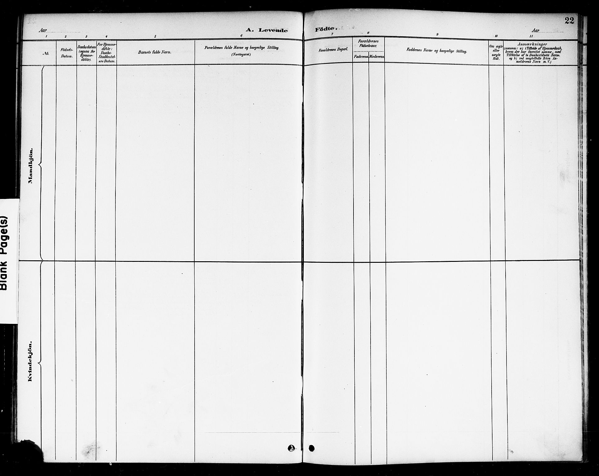 Berg prestekontor Kirkebøker, AV/SAO-A-10902/F/Fc/L0002: Parish register (official) no. III 2, 1888-1901, p. 22