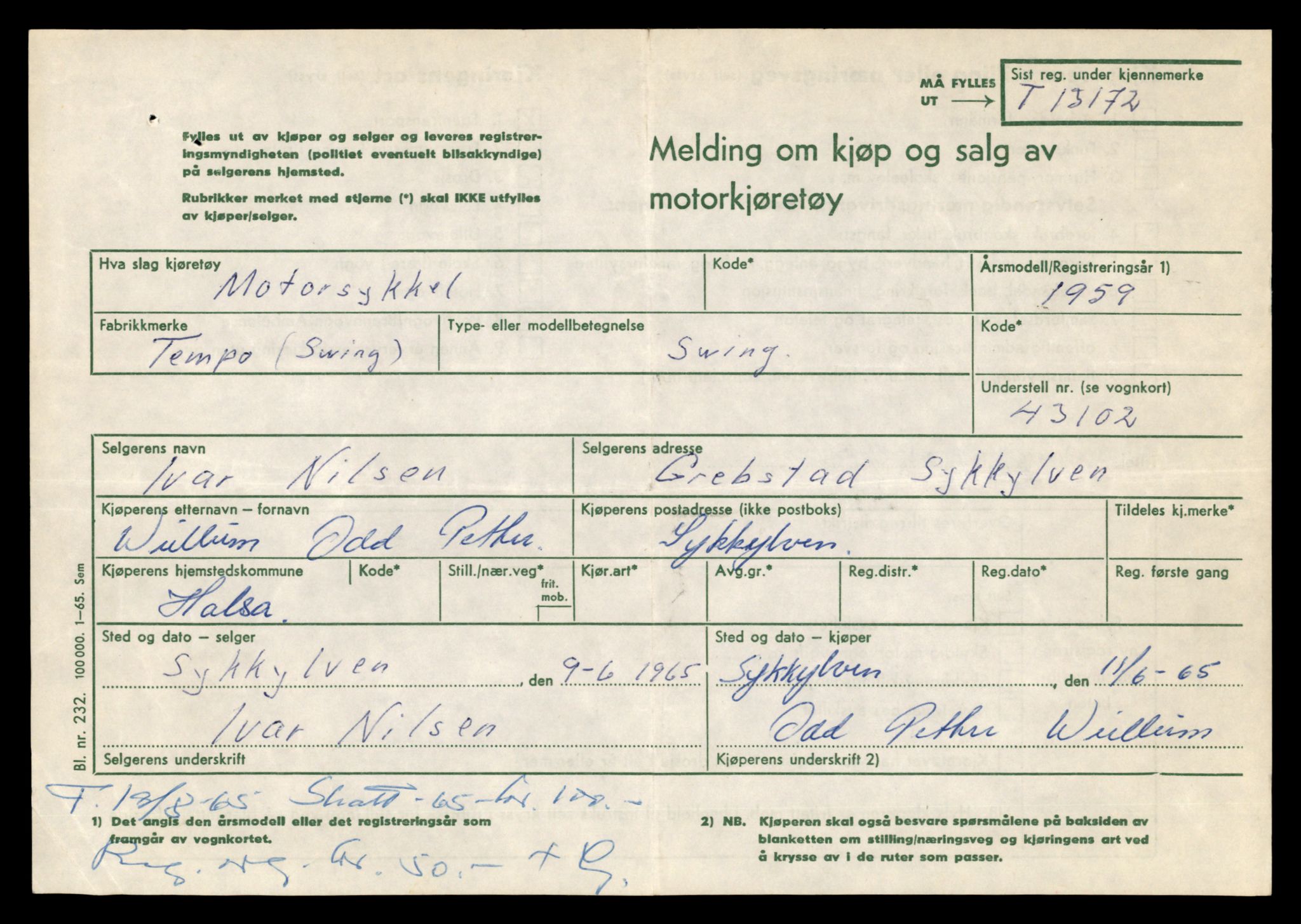 Møre og Romsdal vegkontor - Ålesund trafikkstasjon, AV/SAT-A-4099/F/Fe/L0037: Registreringskort for kjøretøy T 13031 - T 13179, 1927-1998, p. 2760
